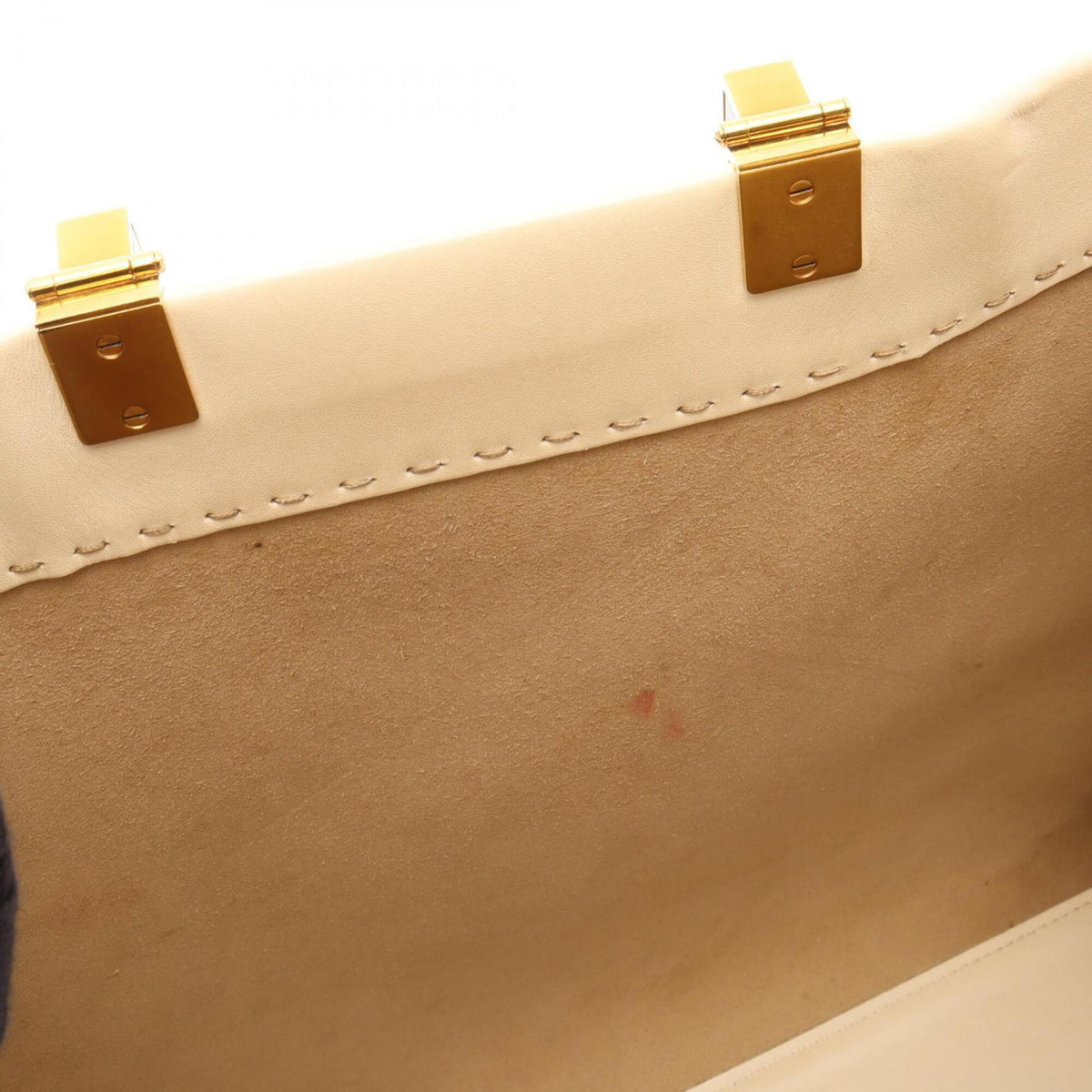 Fendi Gray Ivory Leather Handbag Tote Bag (Pre-Owned)