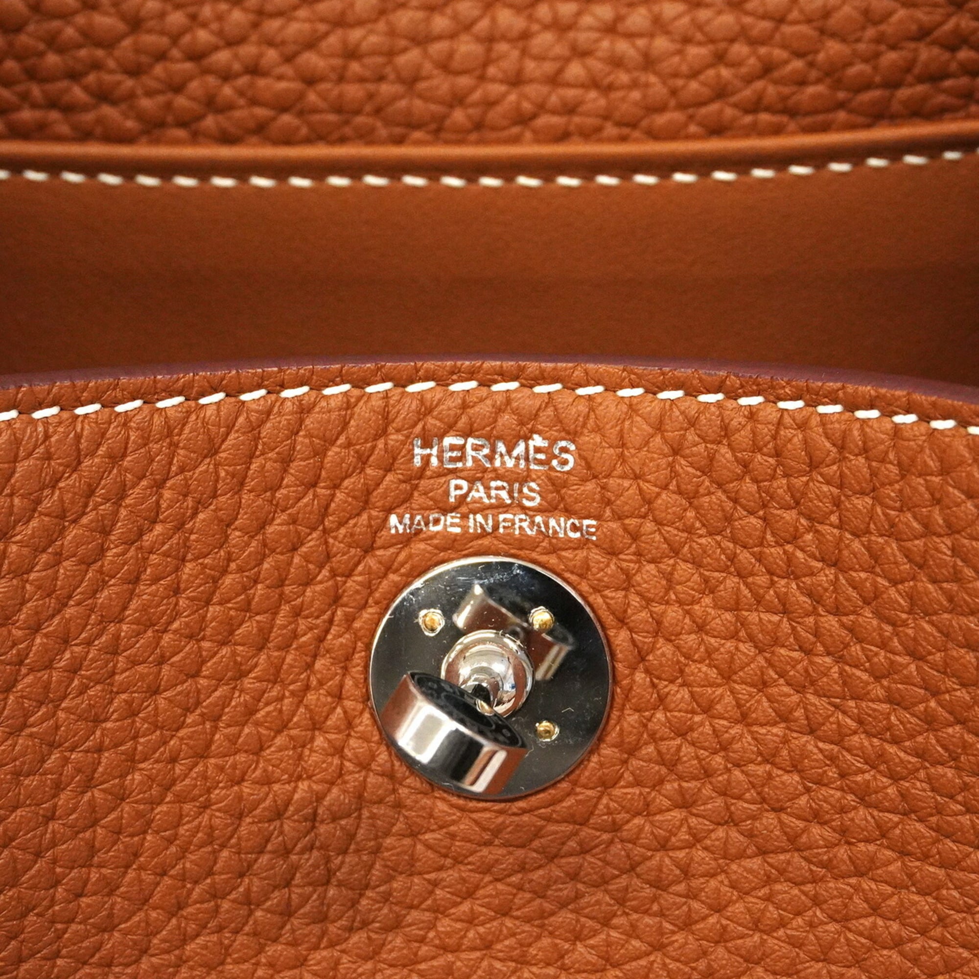 Hermes Gold Taurillon Clemence Leather Handbag (Pre-Owned)