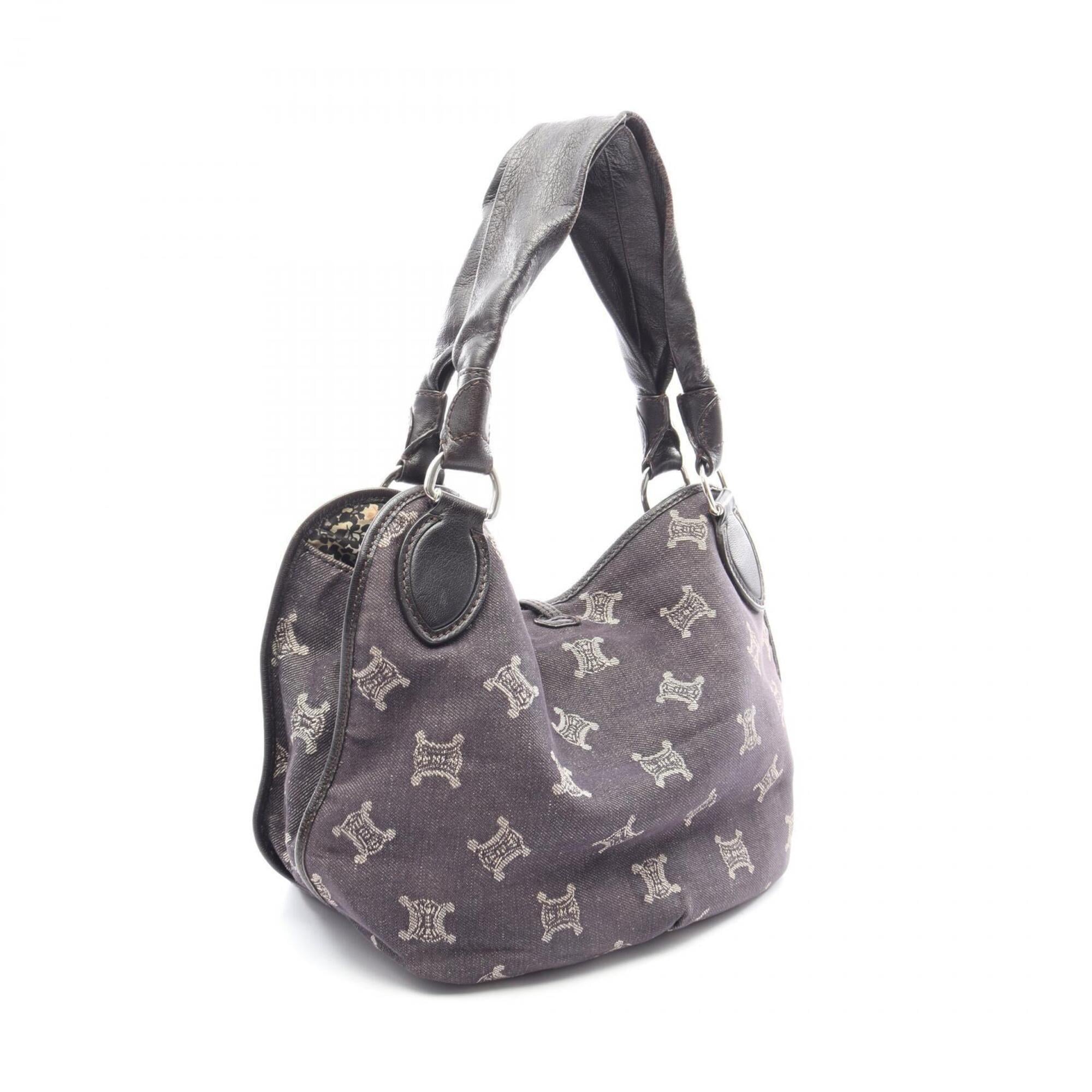 Celine Brown Navy Denim Leather Handbag (Pre-Owned)