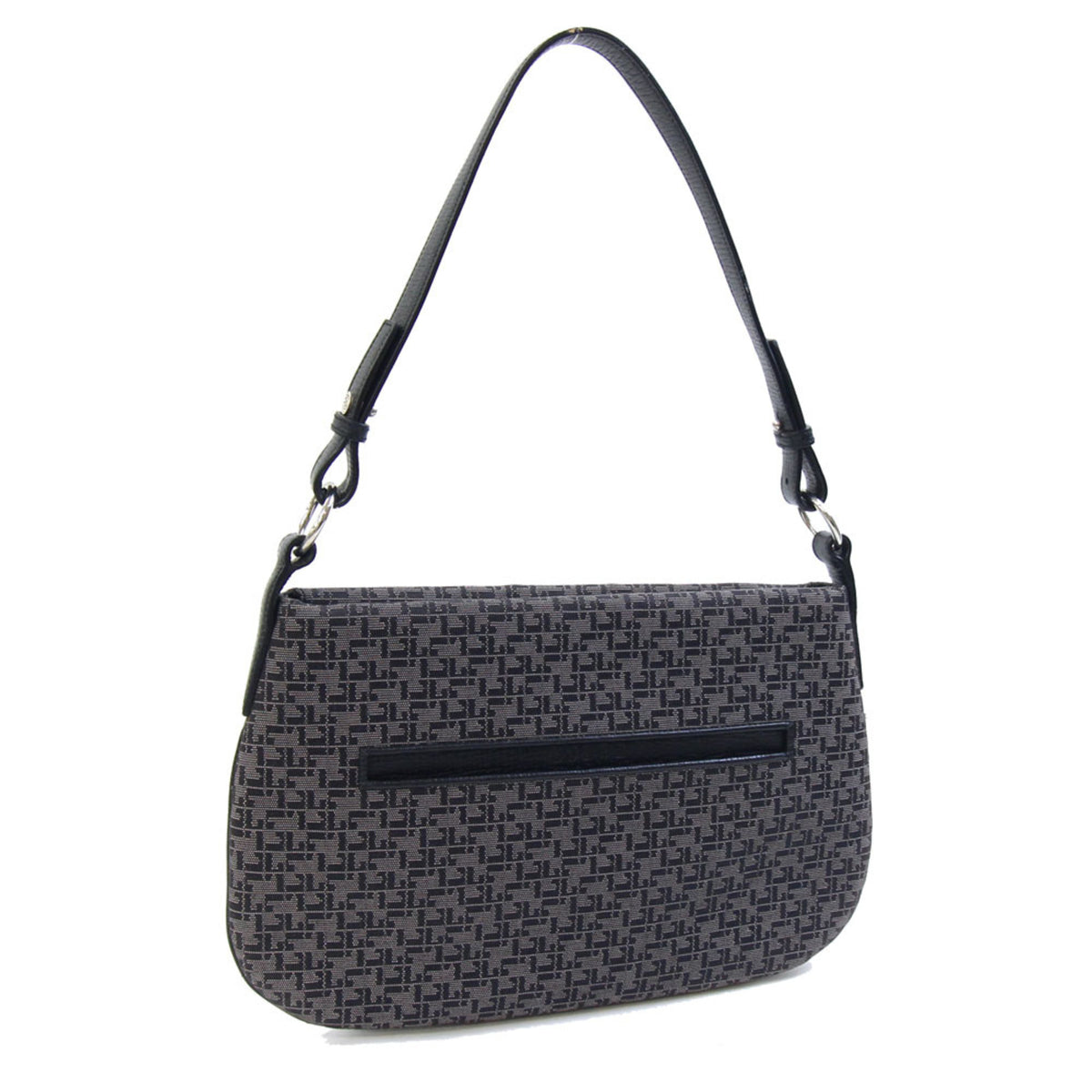Loewe Black Gray Canvas Leather Handbag Shoulder Bag (Pre-Owned)