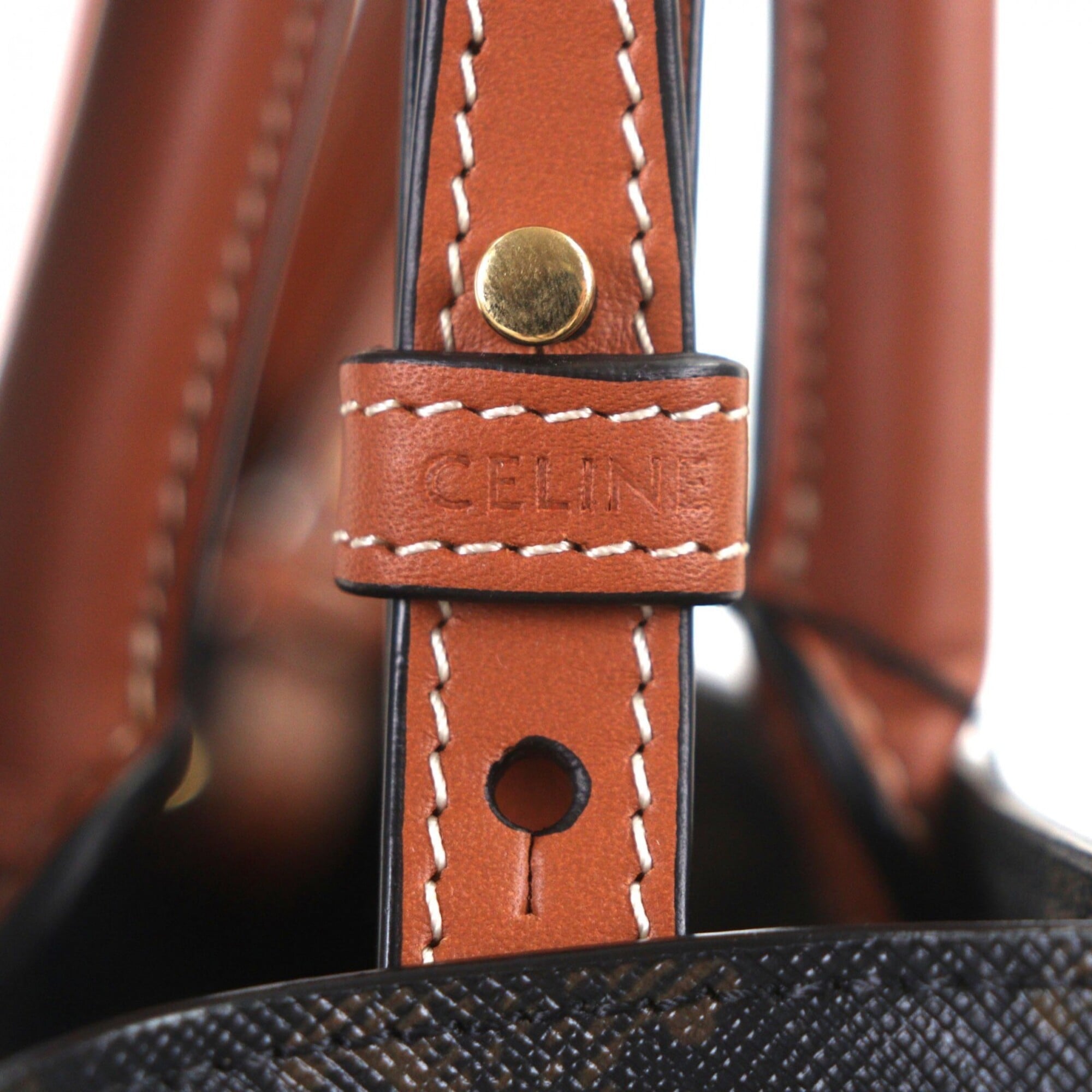 Celine Dark Brown Canvas Leather Tote Bag (Pre-Owned)