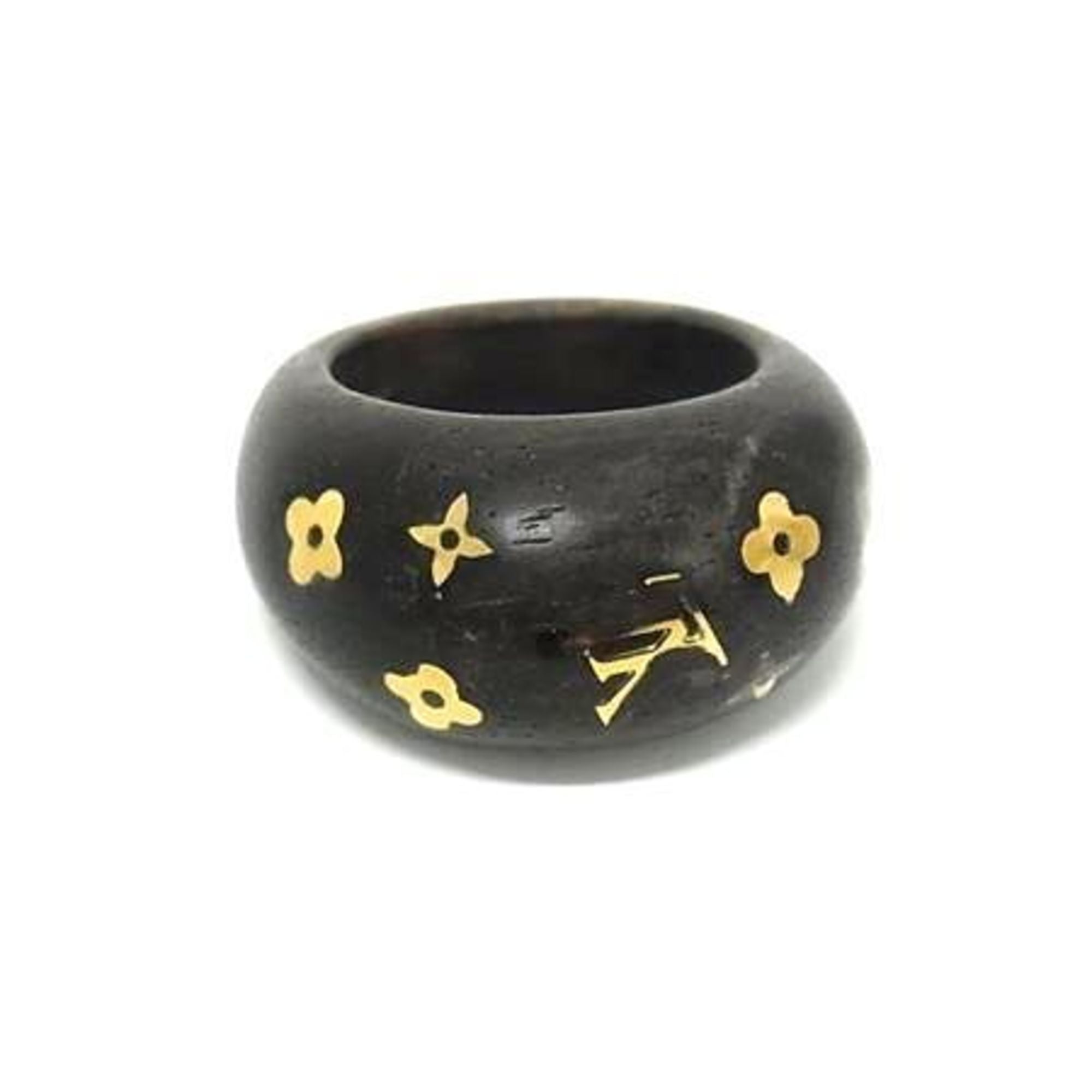 Louis Vuitton Gold Brown Wood Band Ring (Pre-Owned)