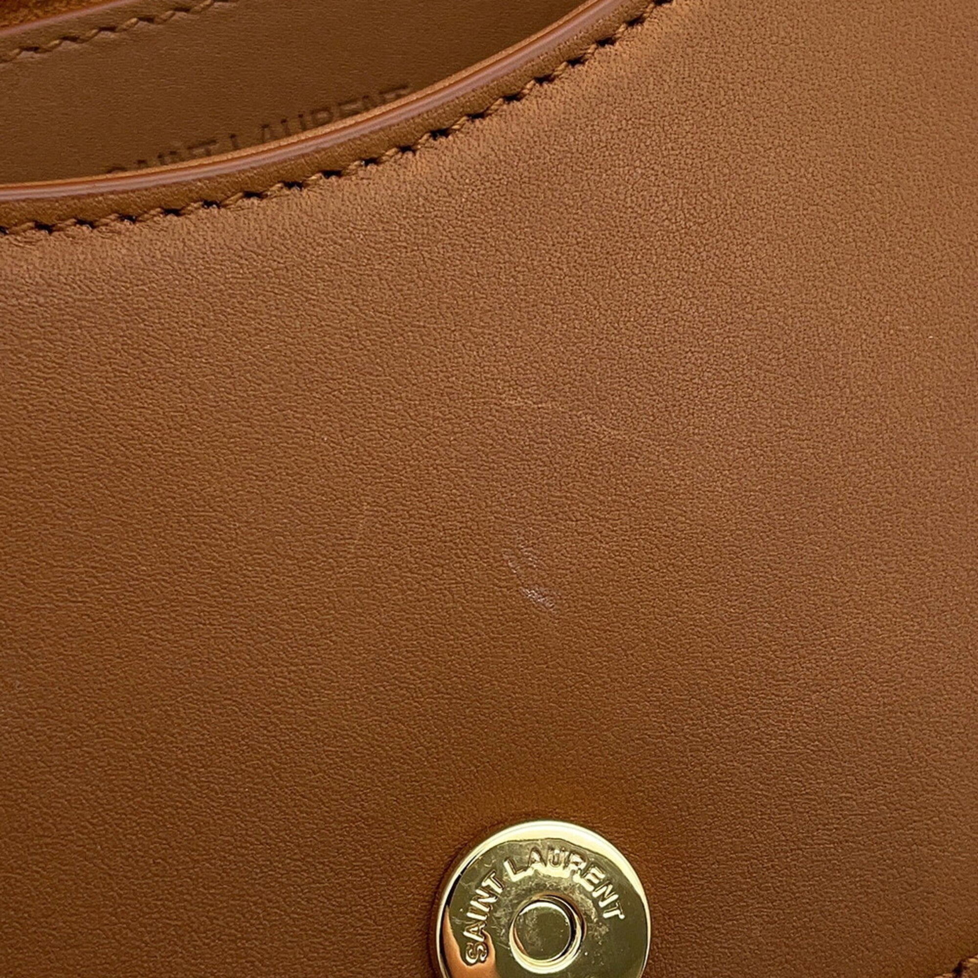 Yves Saint Laurent Beige Brown Canvas Handbag (Pre-Owned)