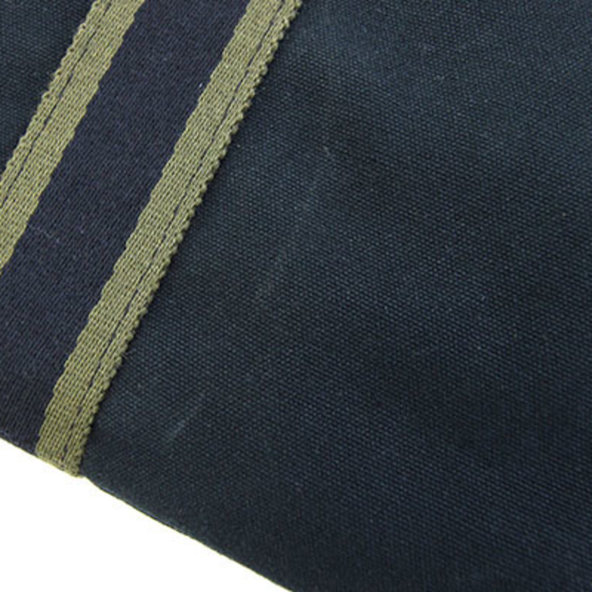 Hermes Navy Olive Cotton Canvas Tote Bag (Pre-Owned)