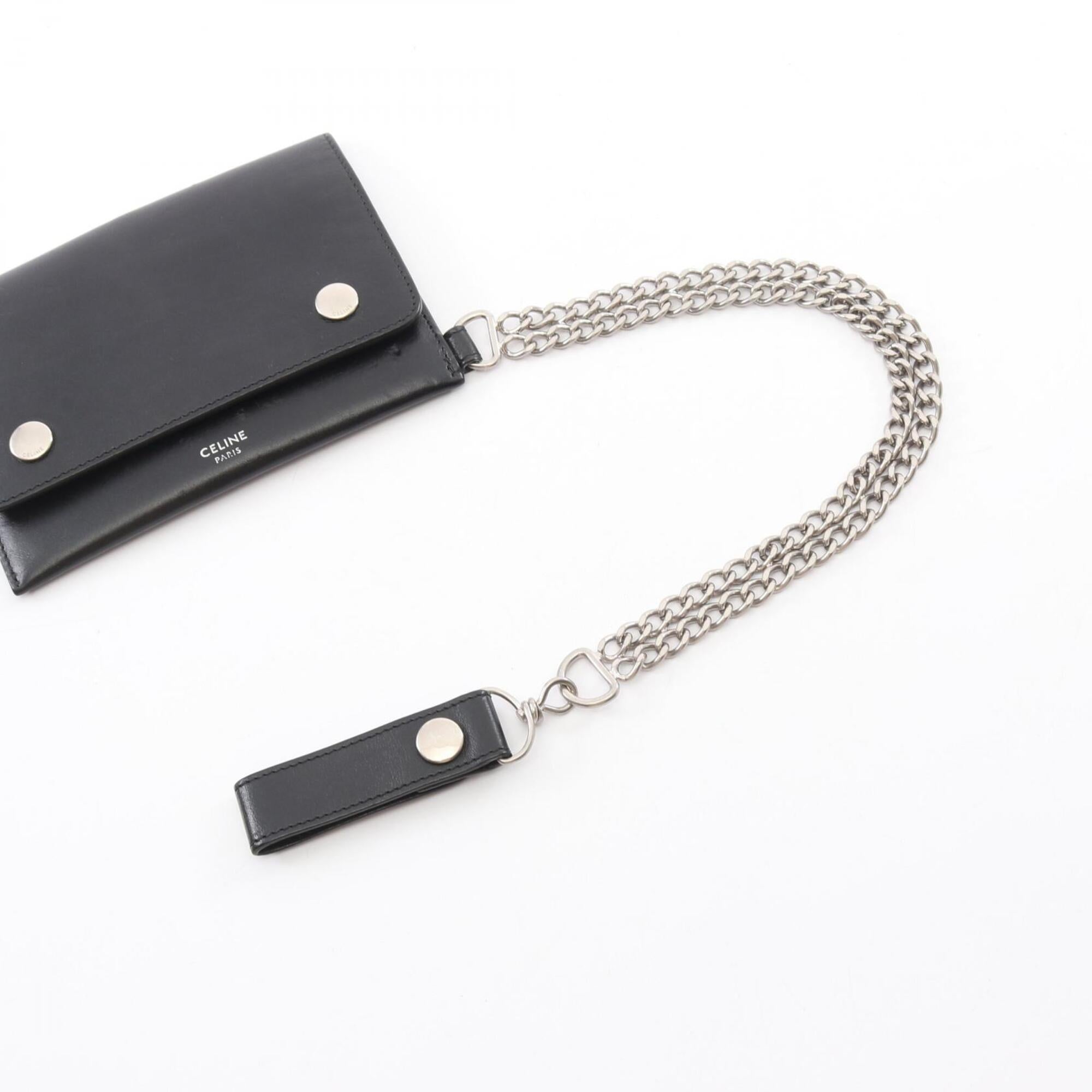 Celine Black Leather Chain/Shoulder Wallet (Pre-Owned)