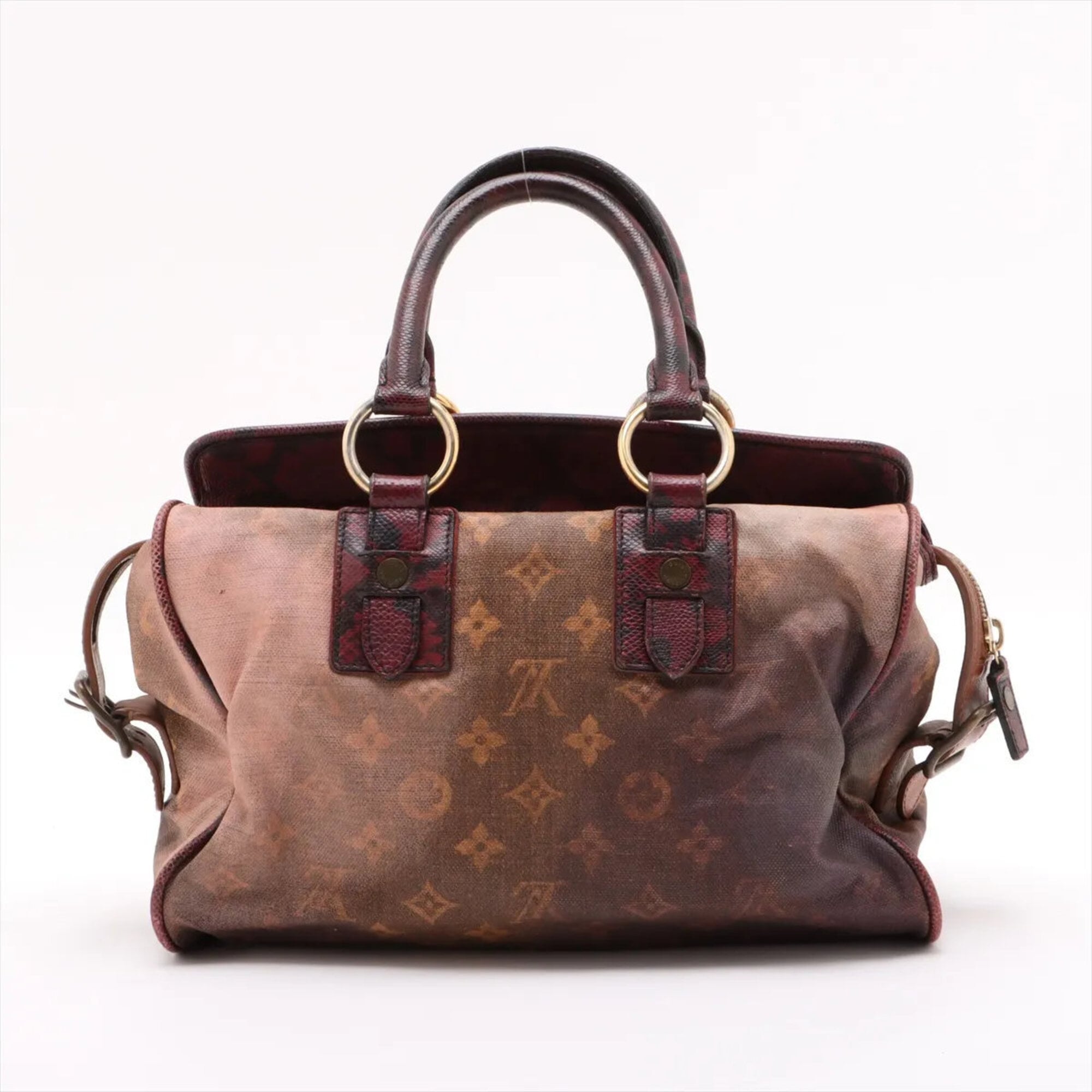 Louis Vuitton Brown Leather Coated Canvas Handbag Tote Bag (Pre-Owned)