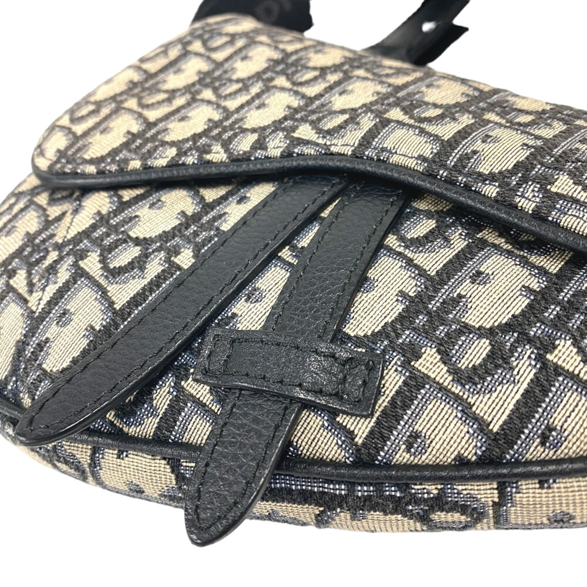 Christian Dior Navy Canvas Saddle Bag Sling Bag (Pre-Owned)