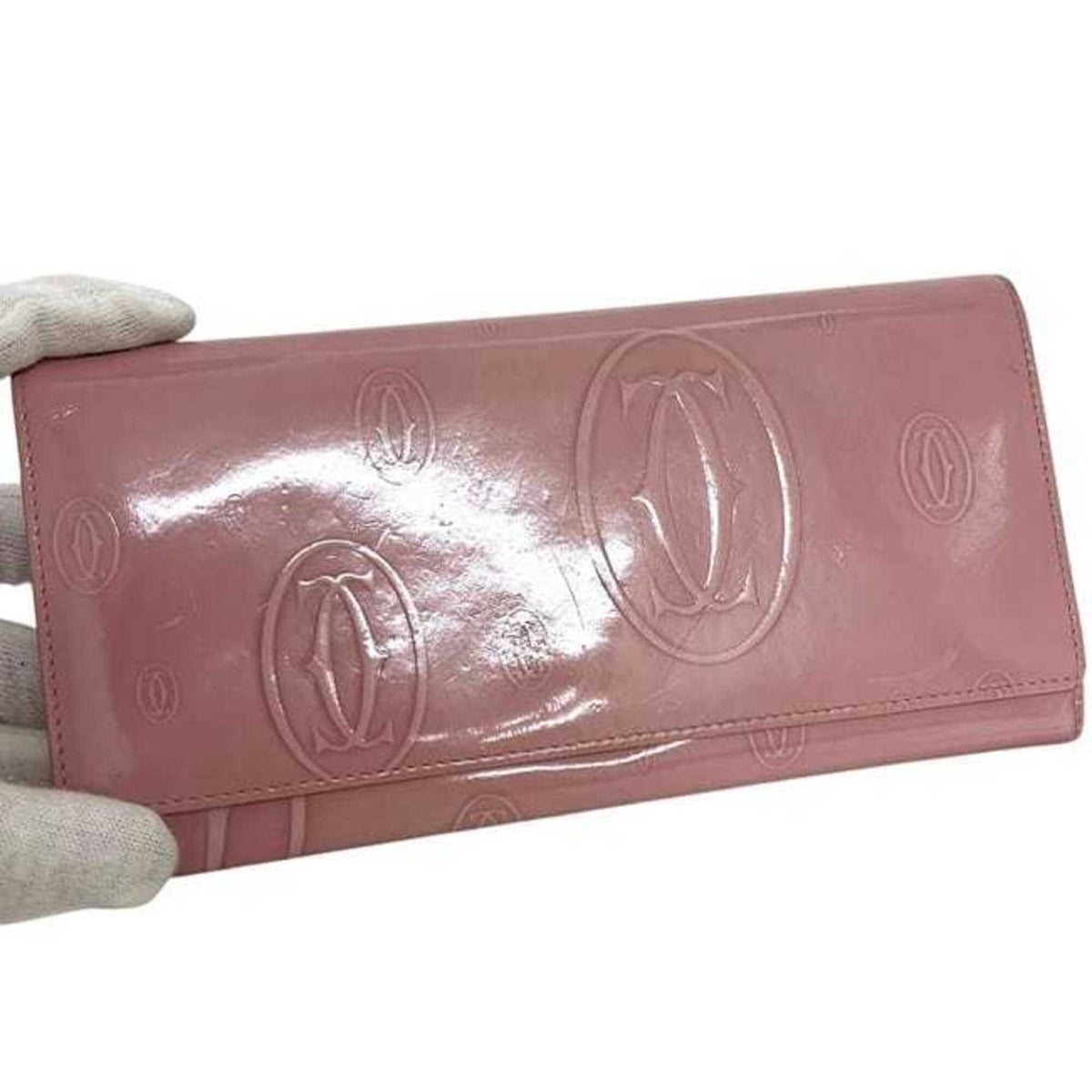 Cartier Happy Birthday Pink Leather Long Wallet (Bi-Fold) (Pre-Owned)