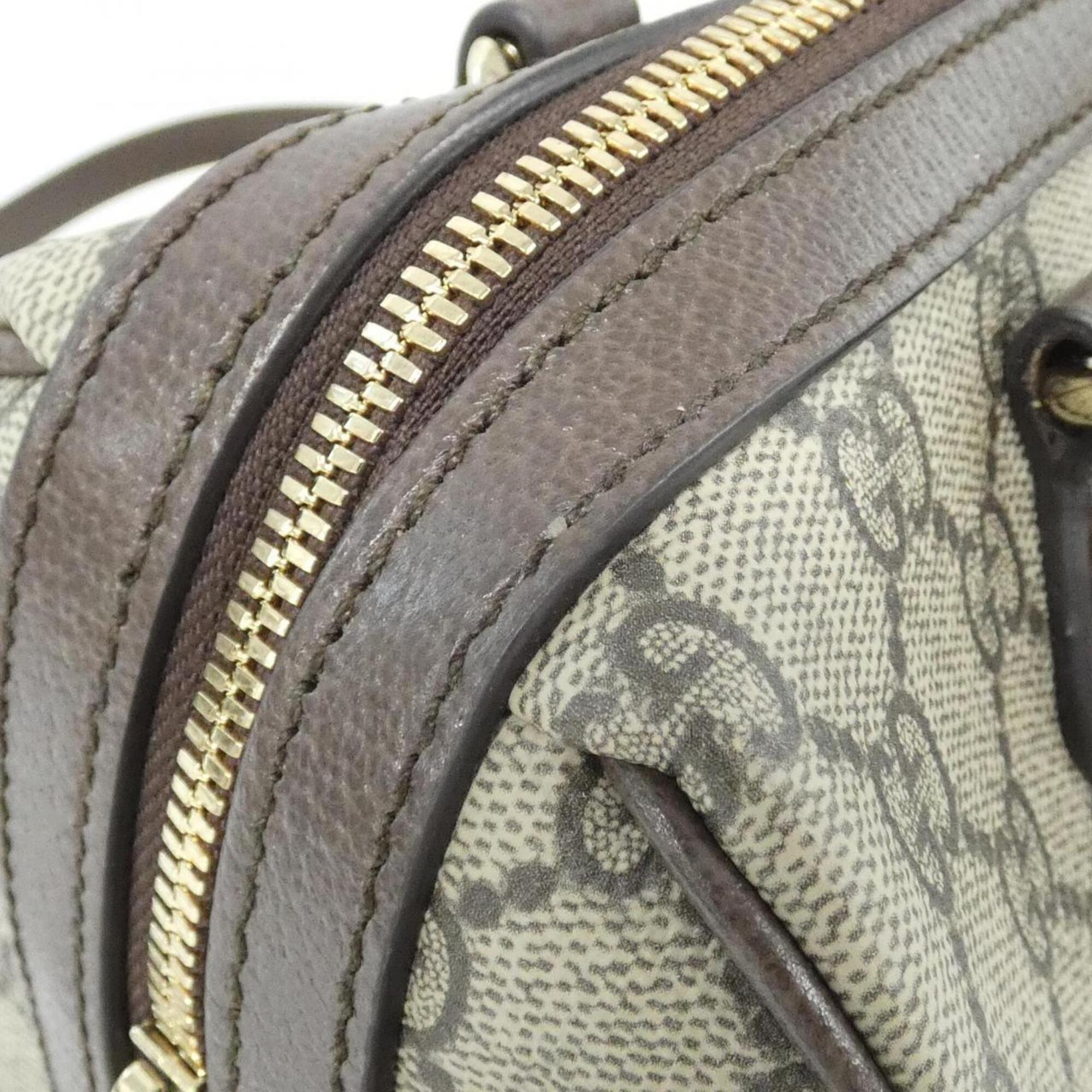 Gucci Beige Dark Brown Gg Supreme Canvas Handbag (Pre-Owned)