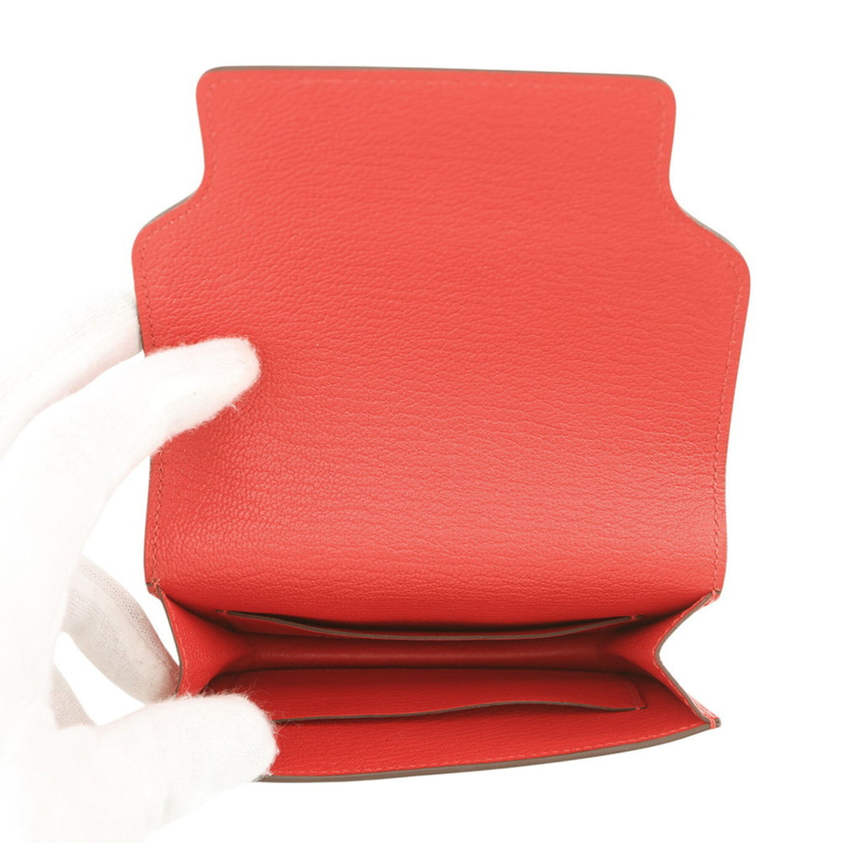 Hermes Red Color Chevre Myzore Leather Wallet (Bi-Fold) (Pre-Owned)