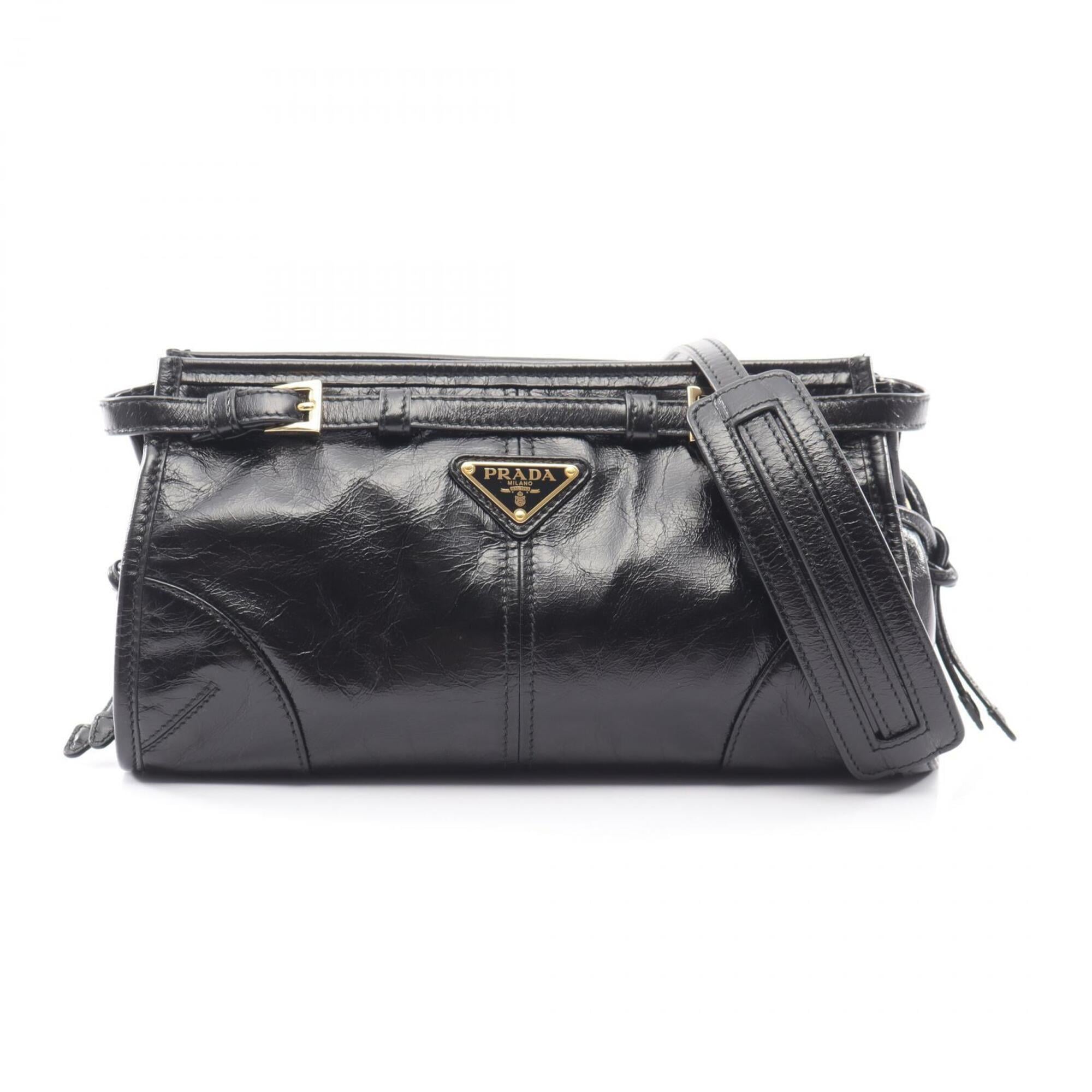 Prada Black Leather Handbag Shoulder Bag (Pre-Owned)