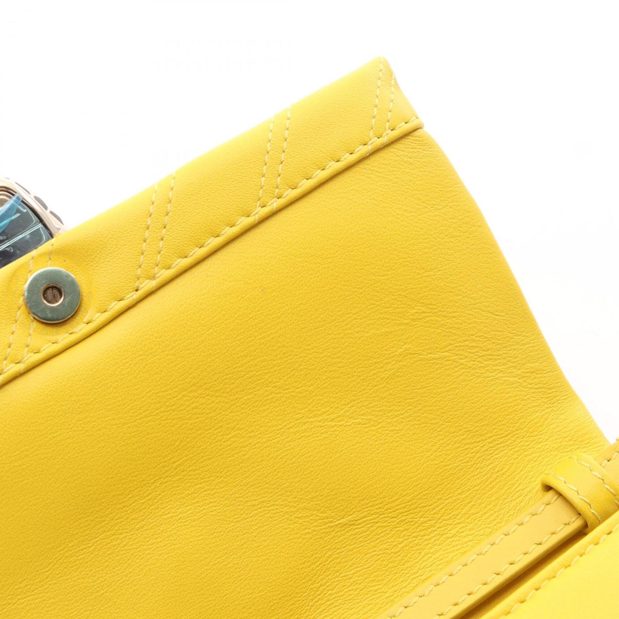 Bvlgari Yellow Leather Handbag Shoulder Bag (Pre-Owned)
