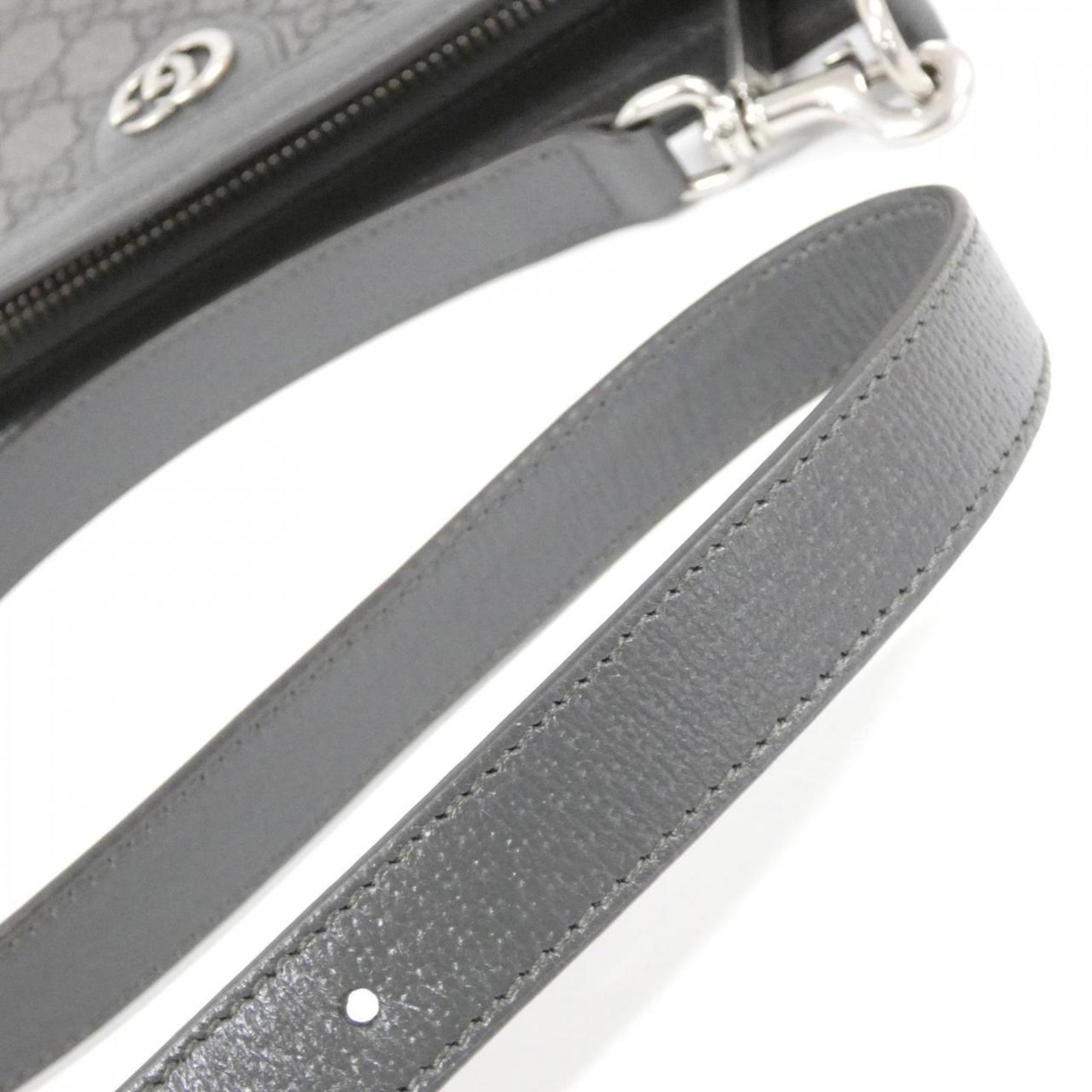 Gucci Ophidia Black Gray Gg Supreme Leather Shoulder Bag (Pre-Owned)