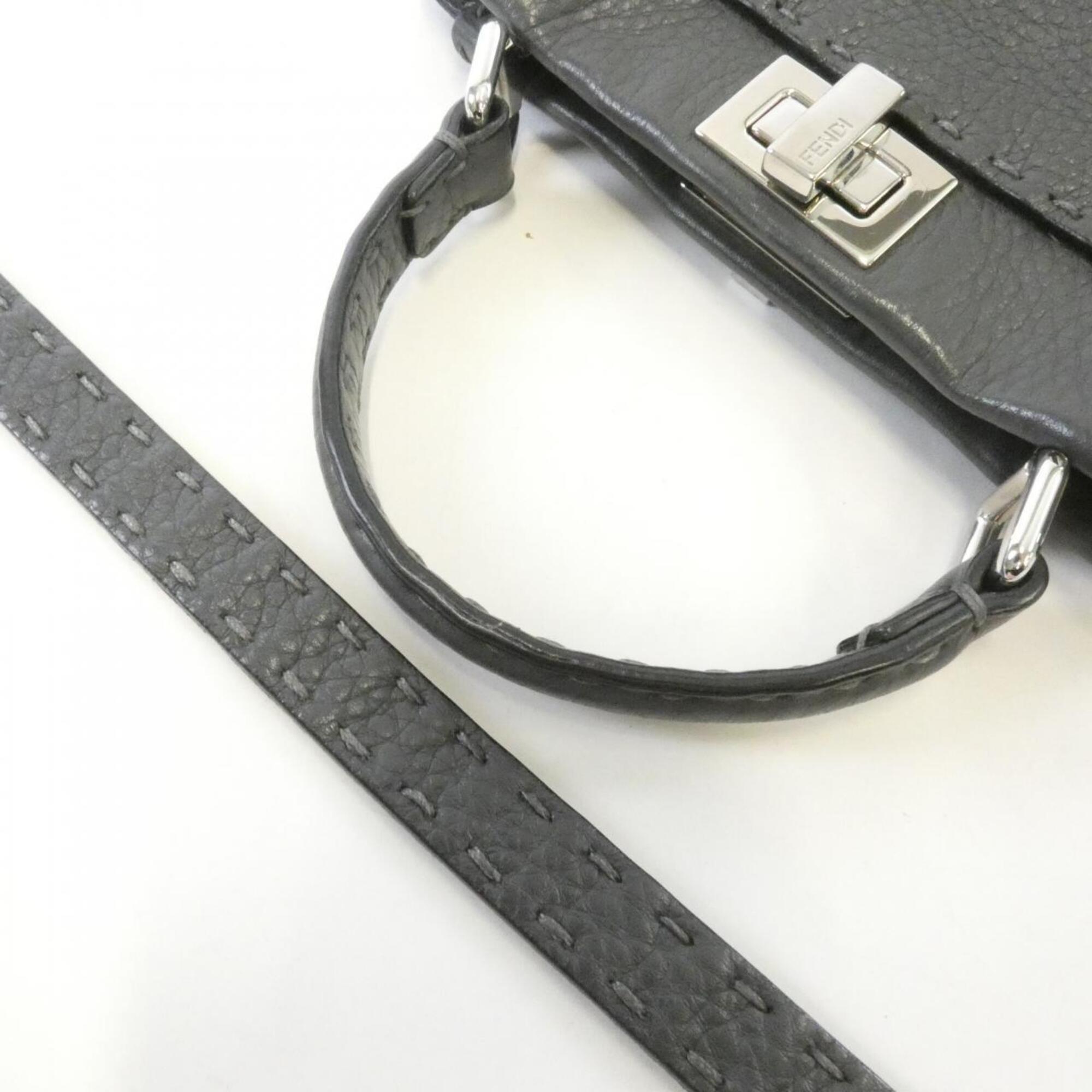 Fendi Gray Leather Handbag (Pre-Owned)