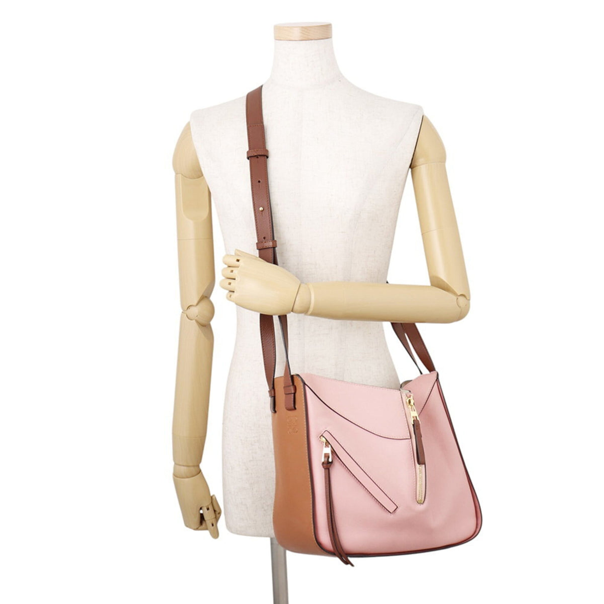 Loewe Brown Pink Leather Handbag Shoulder Bag (Pre-Owned)