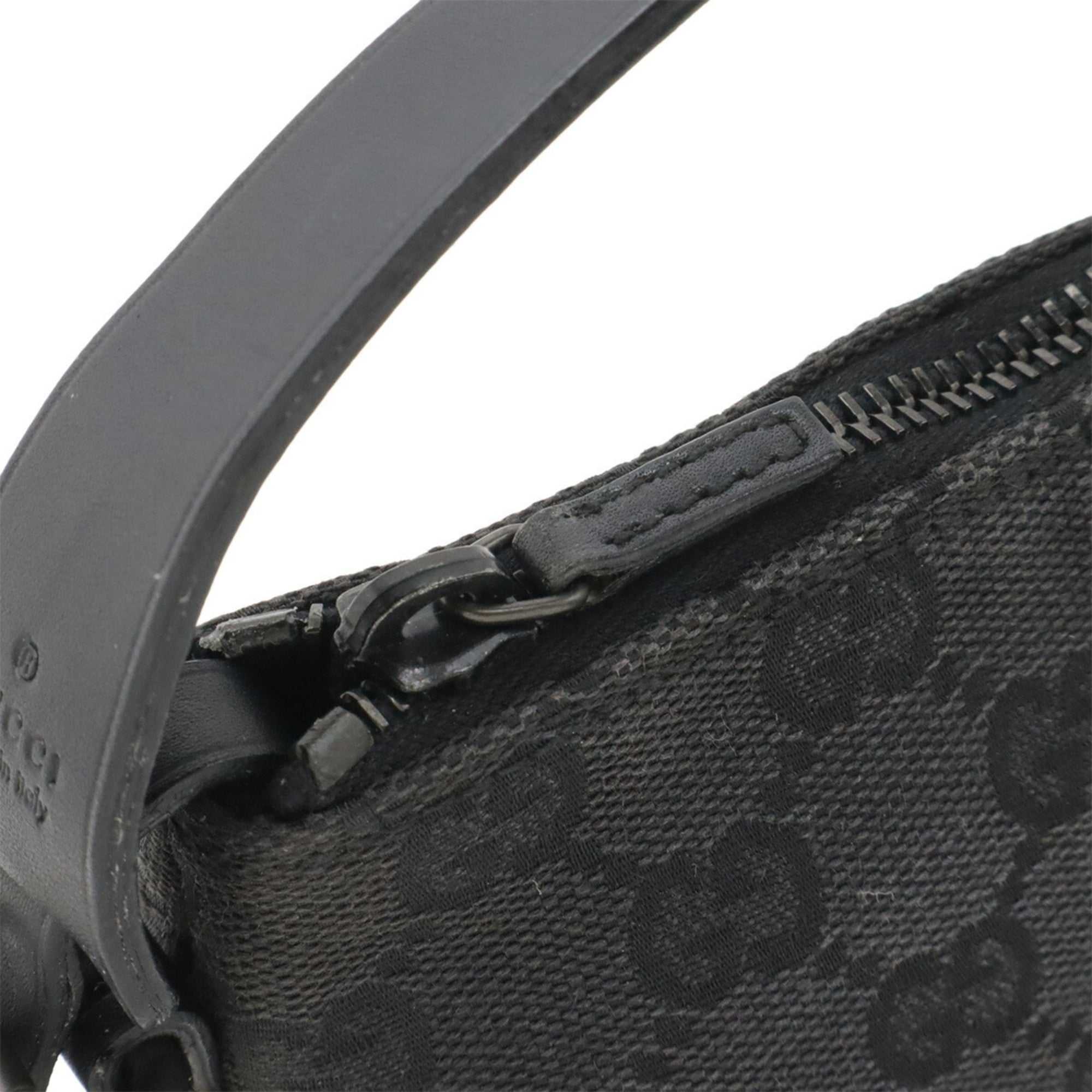 Gucci Gg Canvas Black Gg Canvas Leather Handbag (Pre-Owned)