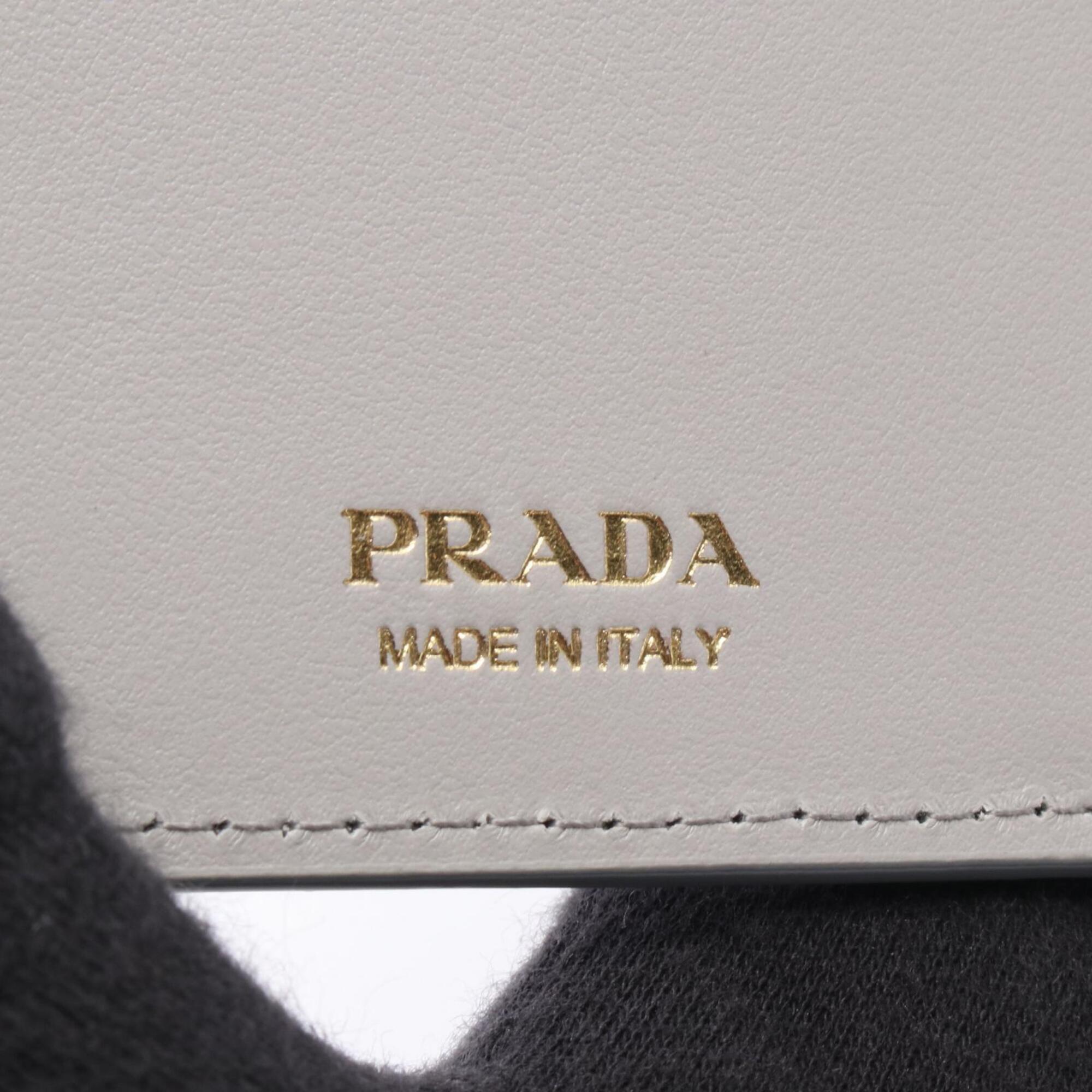 Prada Gray Leather Long Wallet (Bi-Fold) (Pre-Owned)