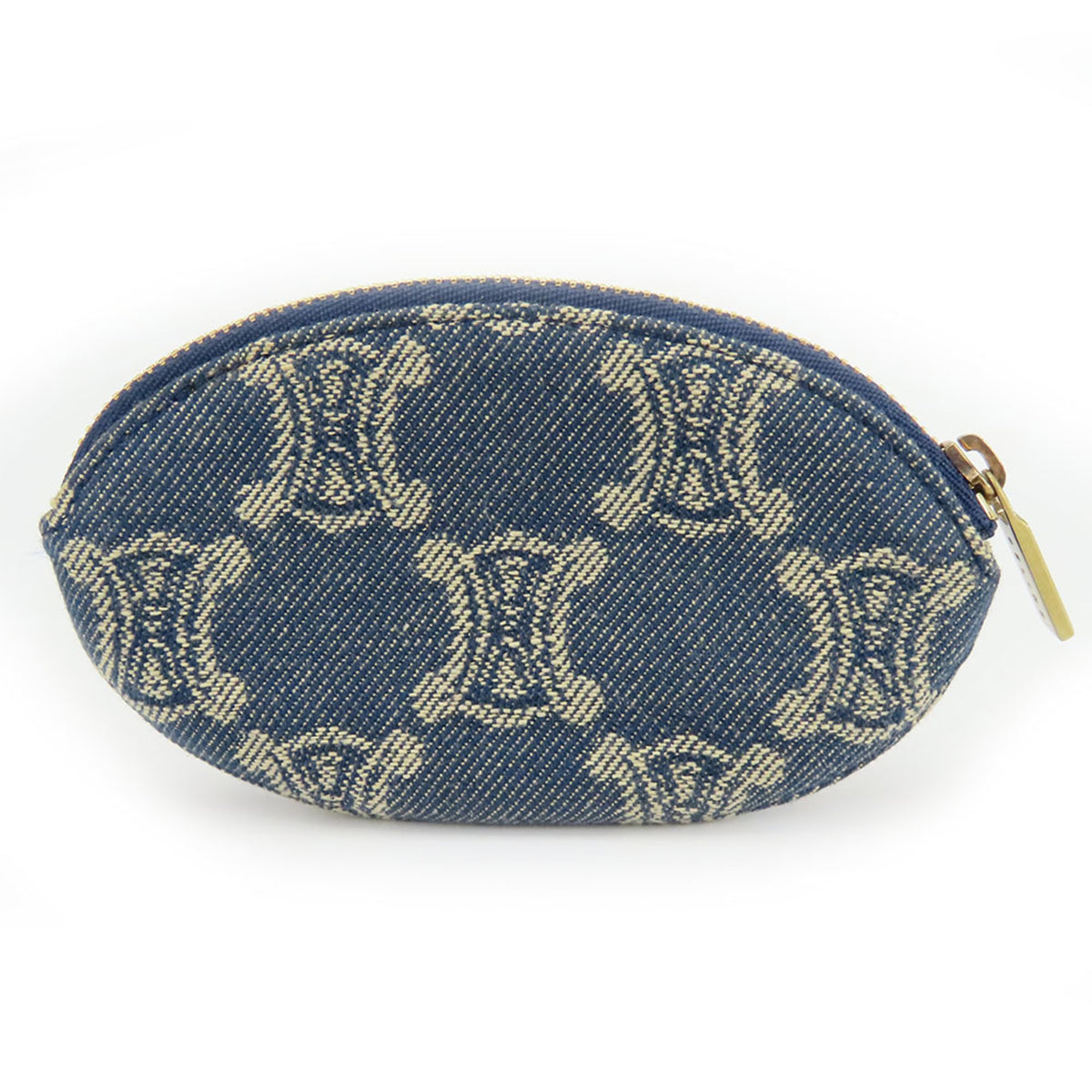 Celine Blue Brown Denim Leather Coin Purse/Coin Case (Pre-Owned)
