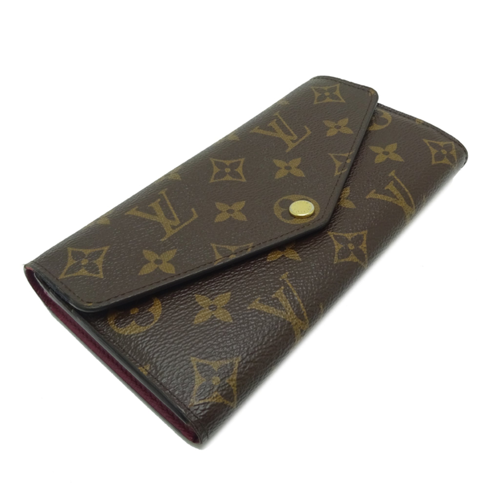 Louis Vuitton Brown Fuchsia Pink Monogram Long Wallet (Bi-Fold) (Pre-Owned)