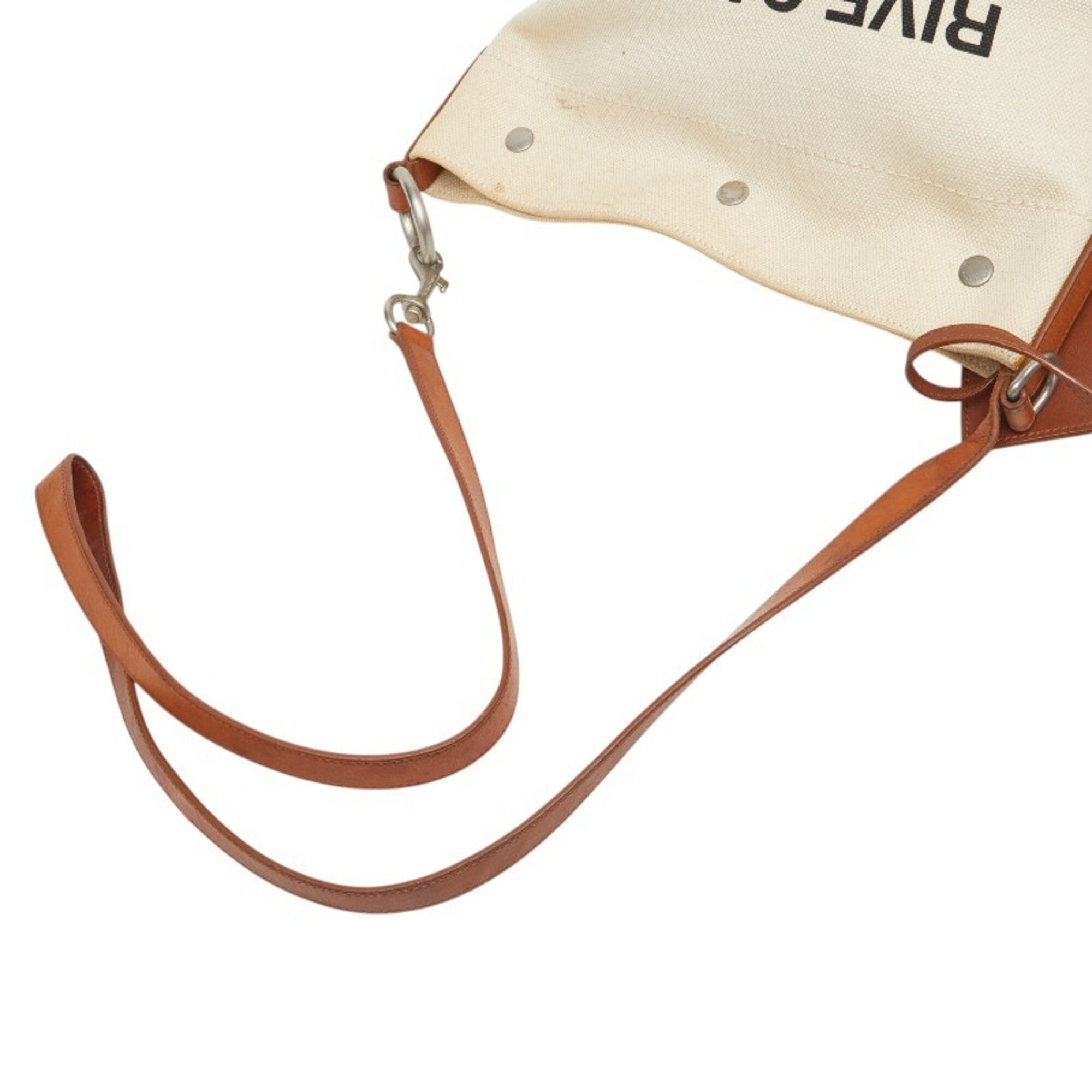 Saint Laurent Brown Ivory Canvas Leather Shoulder Bag (Pre-Owned)