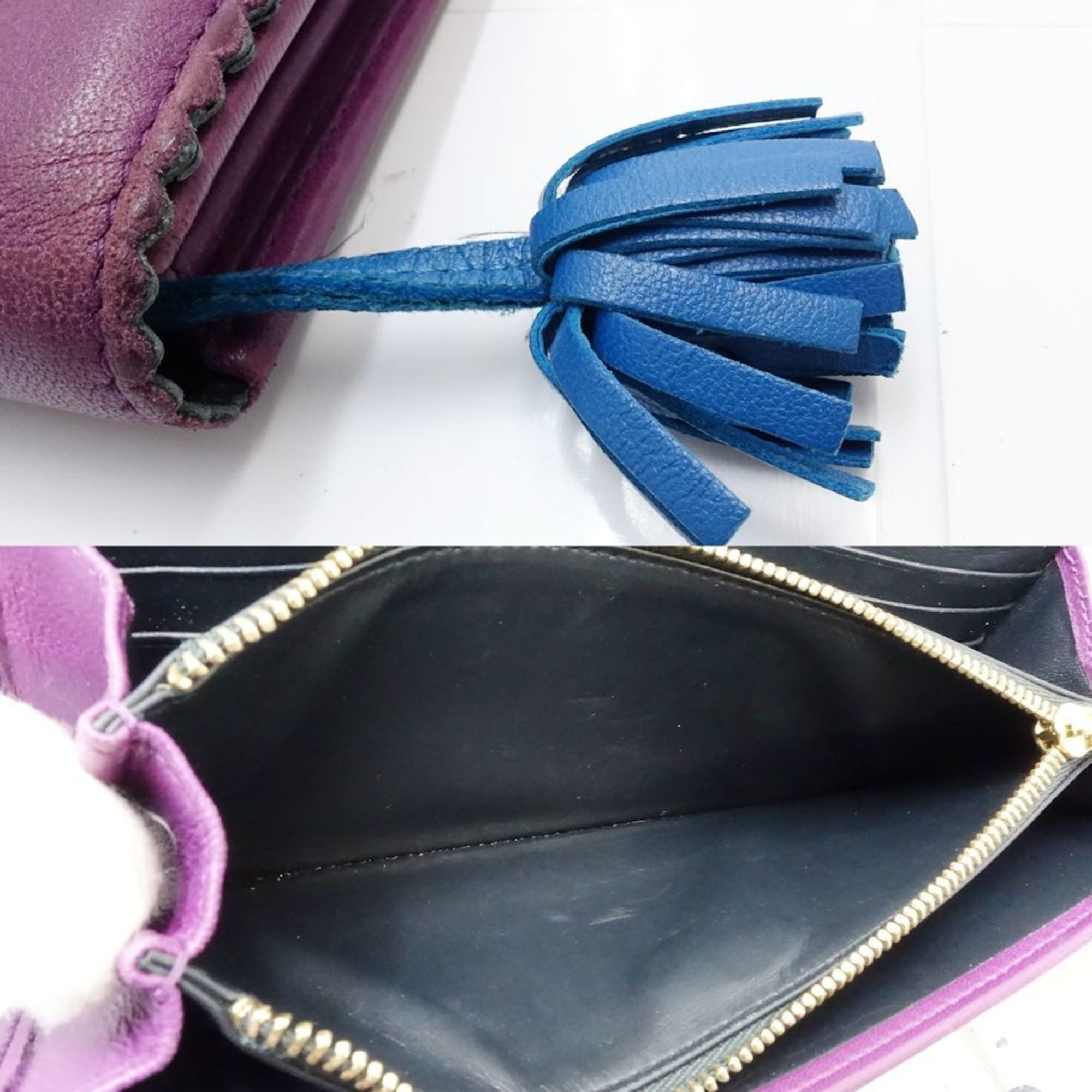 Loewe Purple Leather Long Wallet (Bi-Fold) (Pre-Owned)