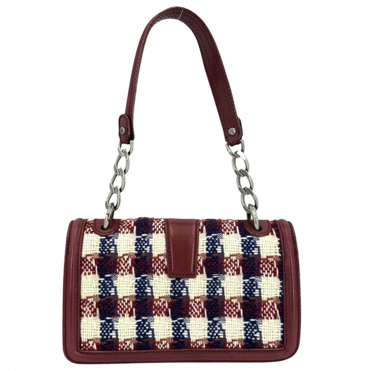 Chanel Red Color Tweed Leather Handbag Shoulder Bag (Pre-Owned)