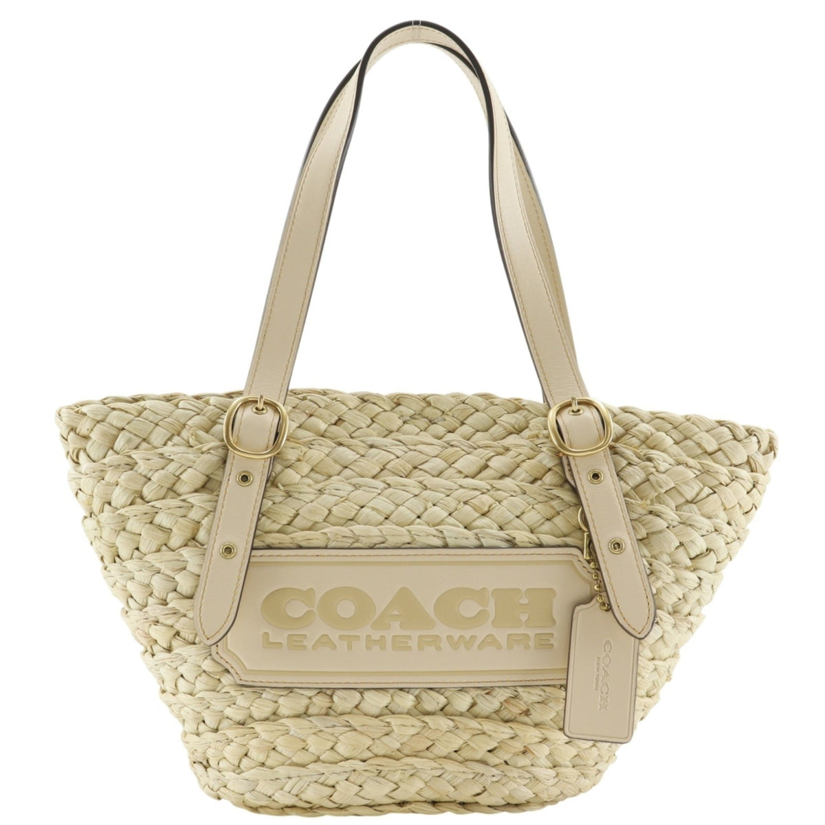 Coach Beige Straw Leather Tote Bag (Pre-Owned)