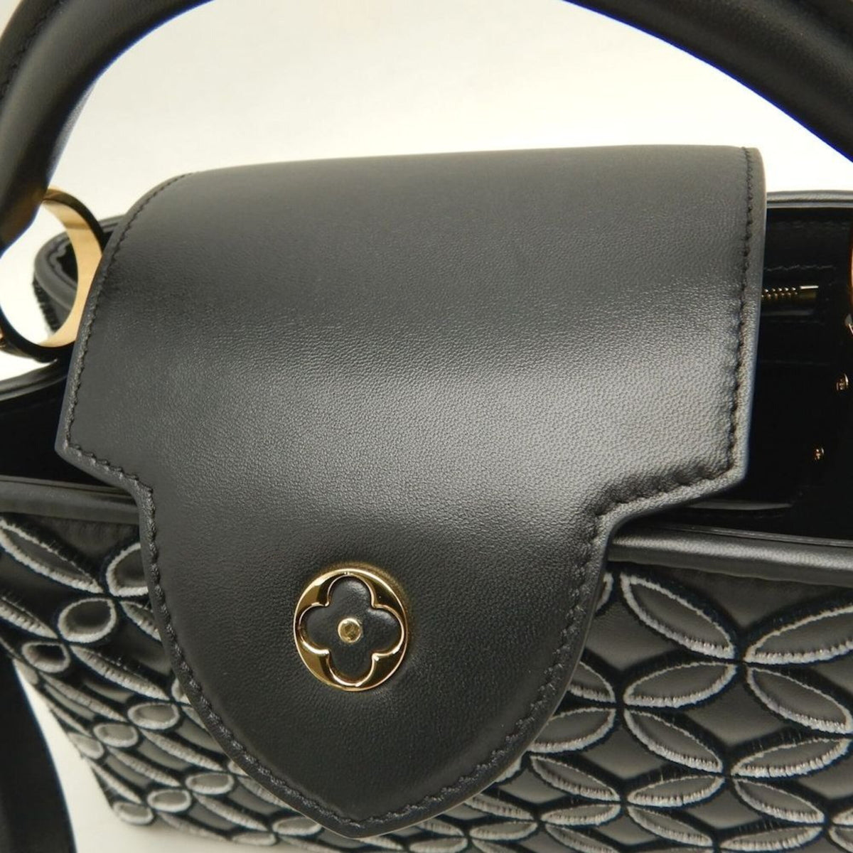Louis Vuitton Noir Leather Handbag (Pre-Owned)