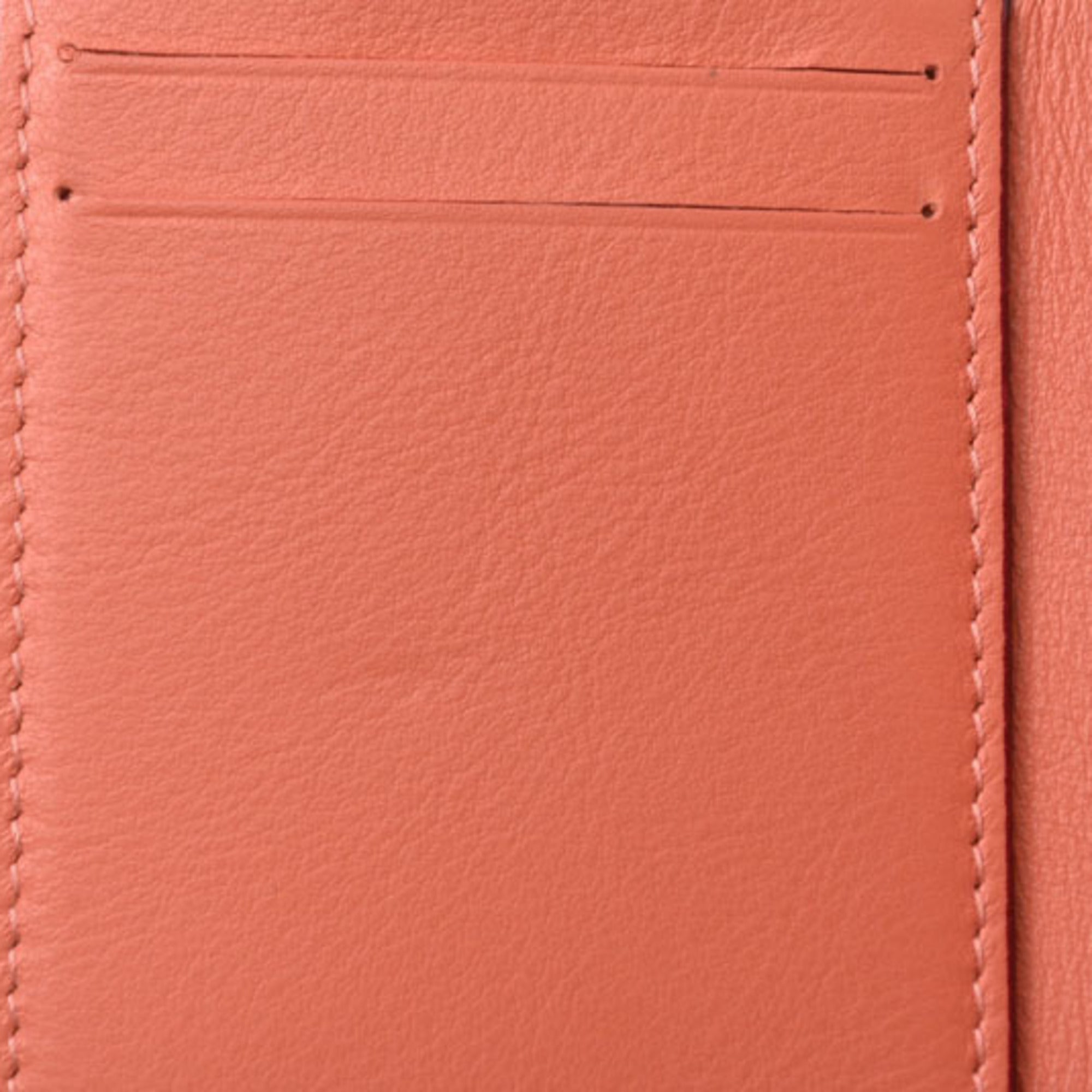 Christian Dior Blue Coral Pink Leather Wallet (Tri-Fold) (Pre-Owned)