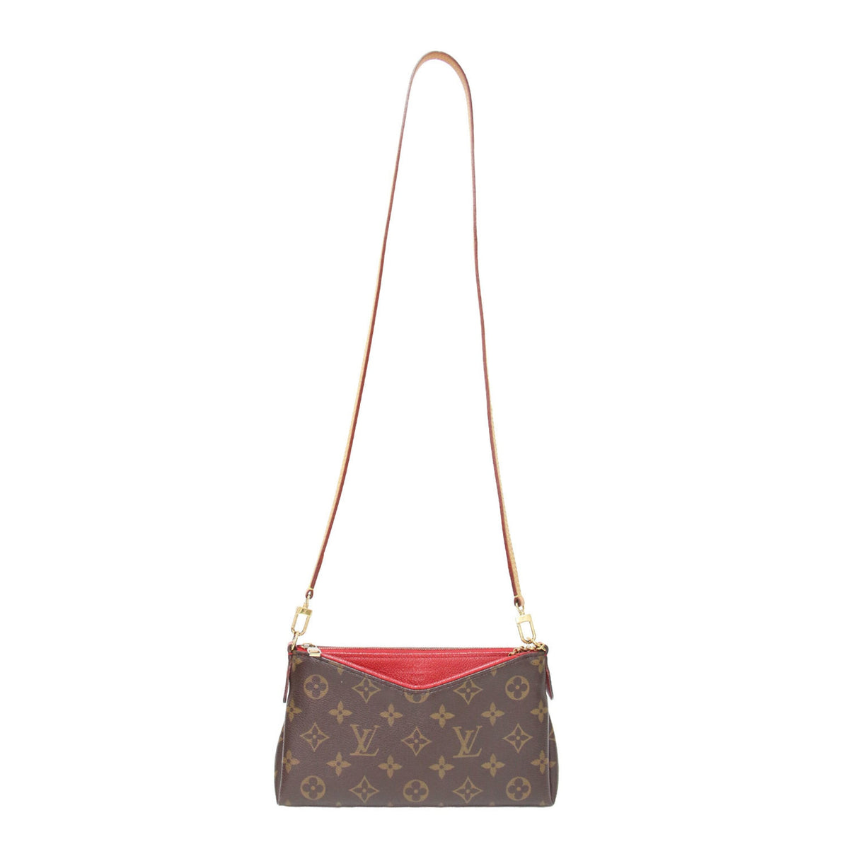 Louis Vuitton Red Color Monogram Leather Handbag Shoulder Bag (Pre-Owned)