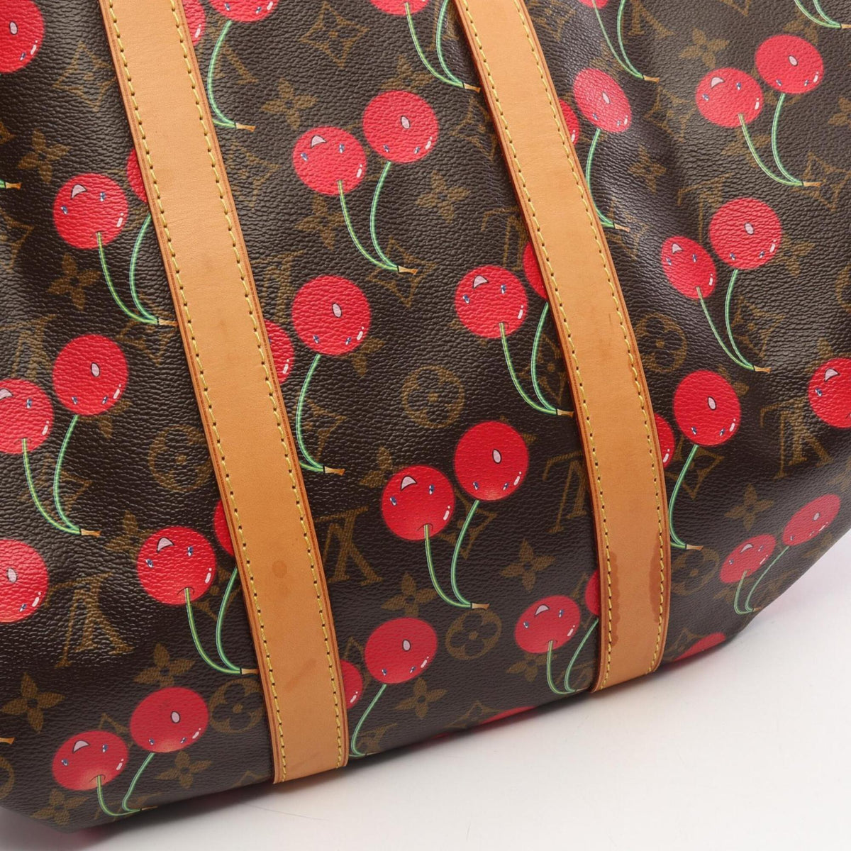 Louis Vuitton Brown Monogram Cherry Red Color Coated Canvas Leather Boston Bag Handbag (Pre-Owned)