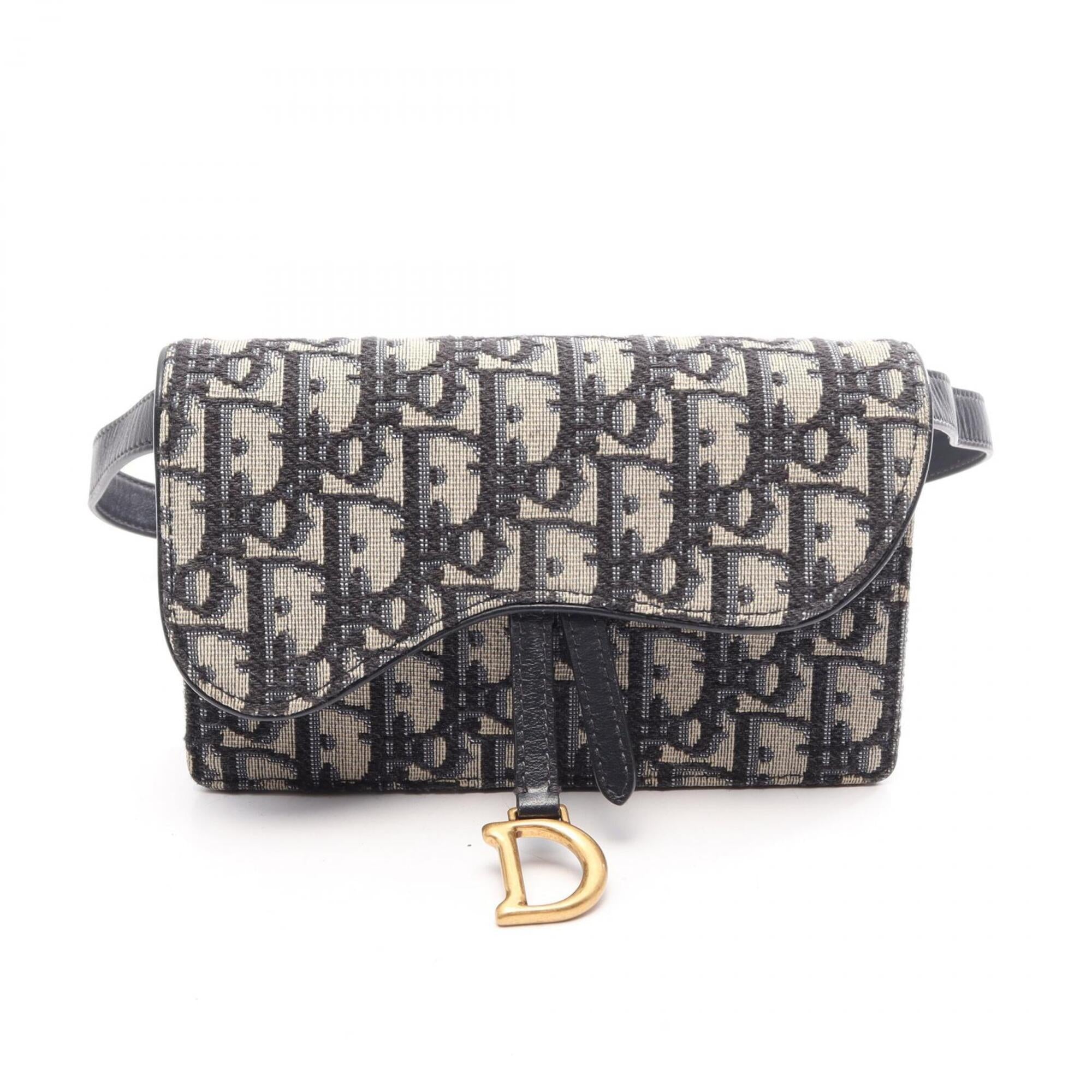 Christian Dior Beige Navy Canvas Leather Fanny Pack Handbag Saddle Bag (Pre-Owned)