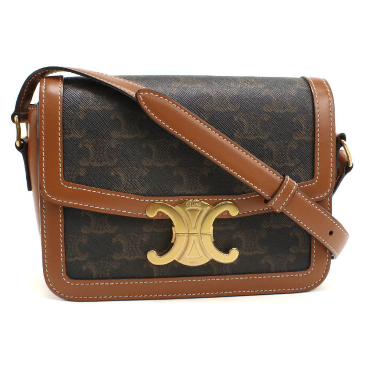 Celine Black Canvas Leather Shoulder Bag (Pre-Owned)