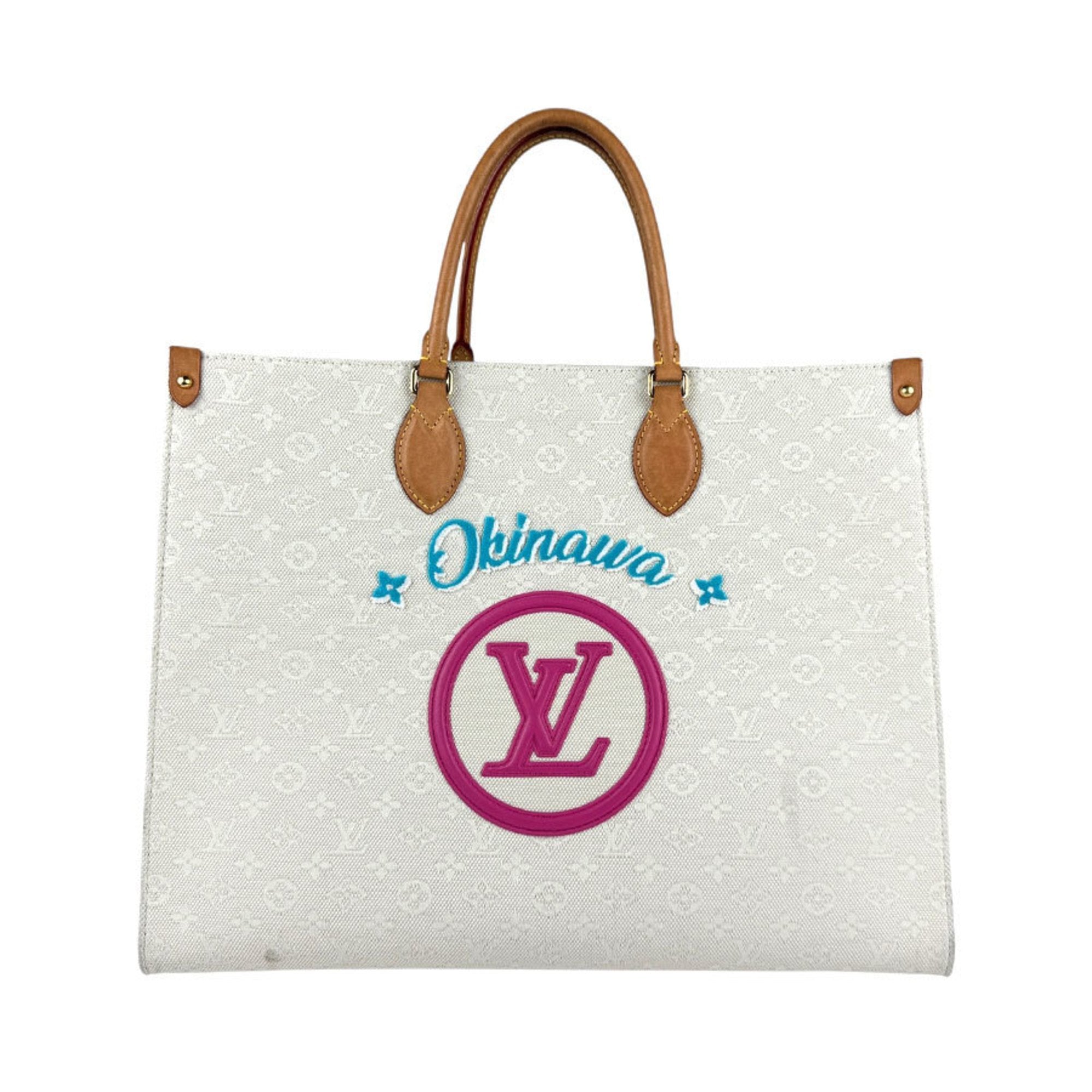 Louis Vuitton White Canvas Handbag Tote Bag (Pre-Owned)