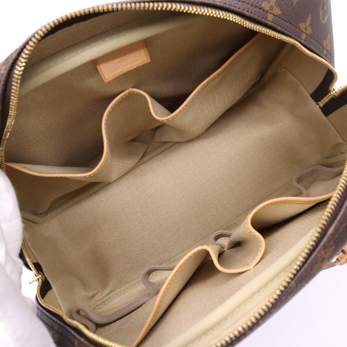 Louis Vuitton Beige Brown Coated Canvas Leather Handbag (Pre-Owned)