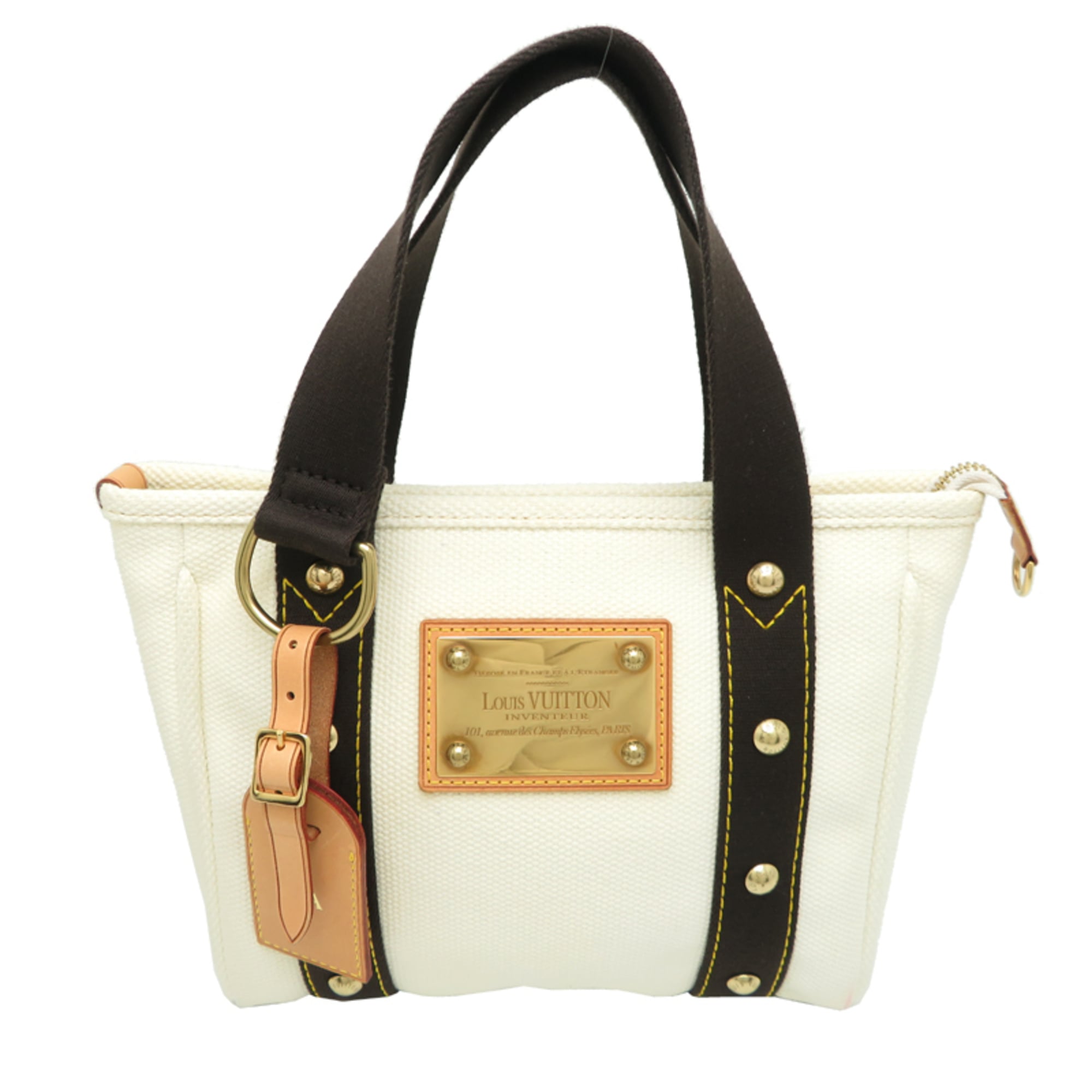 Louis Vuitton Brown White Canvas Handbag (Pre-Owned)