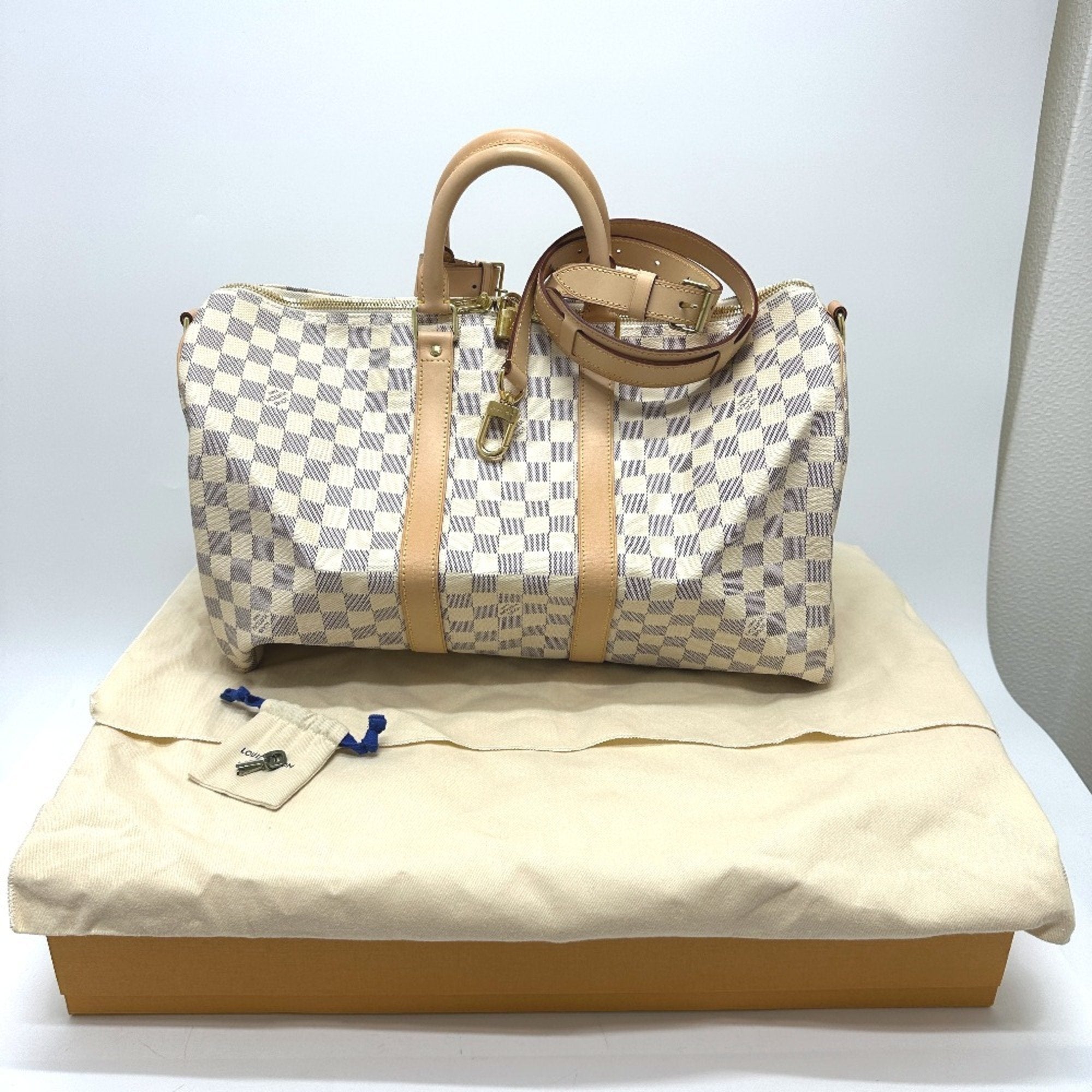 Louis Vuitton White Damier Azur Boston Bag (Pre-Owned)