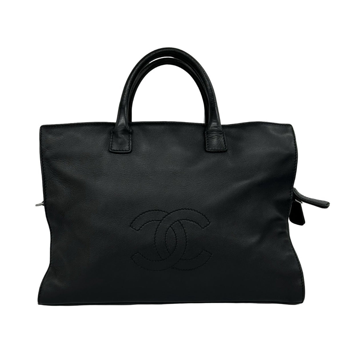 Chanel Black Leather Handbag Tote Bag (Pre-Owned)