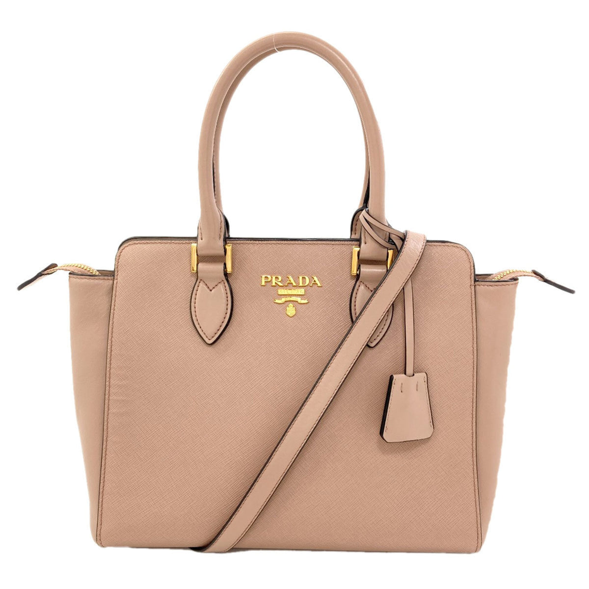 Prada Saffiano Pink Beige Saffiano Handbag (Pre-Owned)