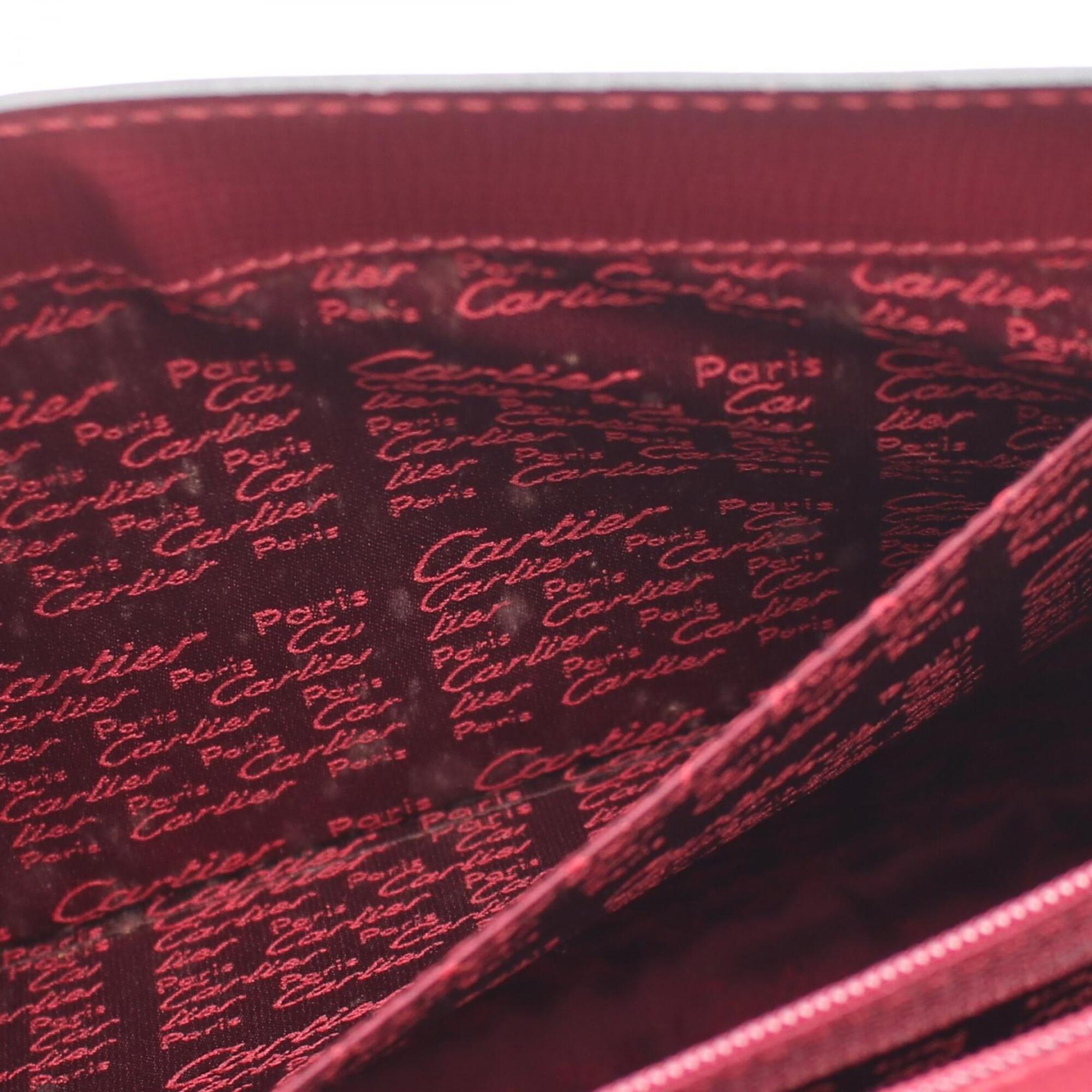 Cartier Bordeaux Leather Handbag Shoulder Bag (Pre-Owned)