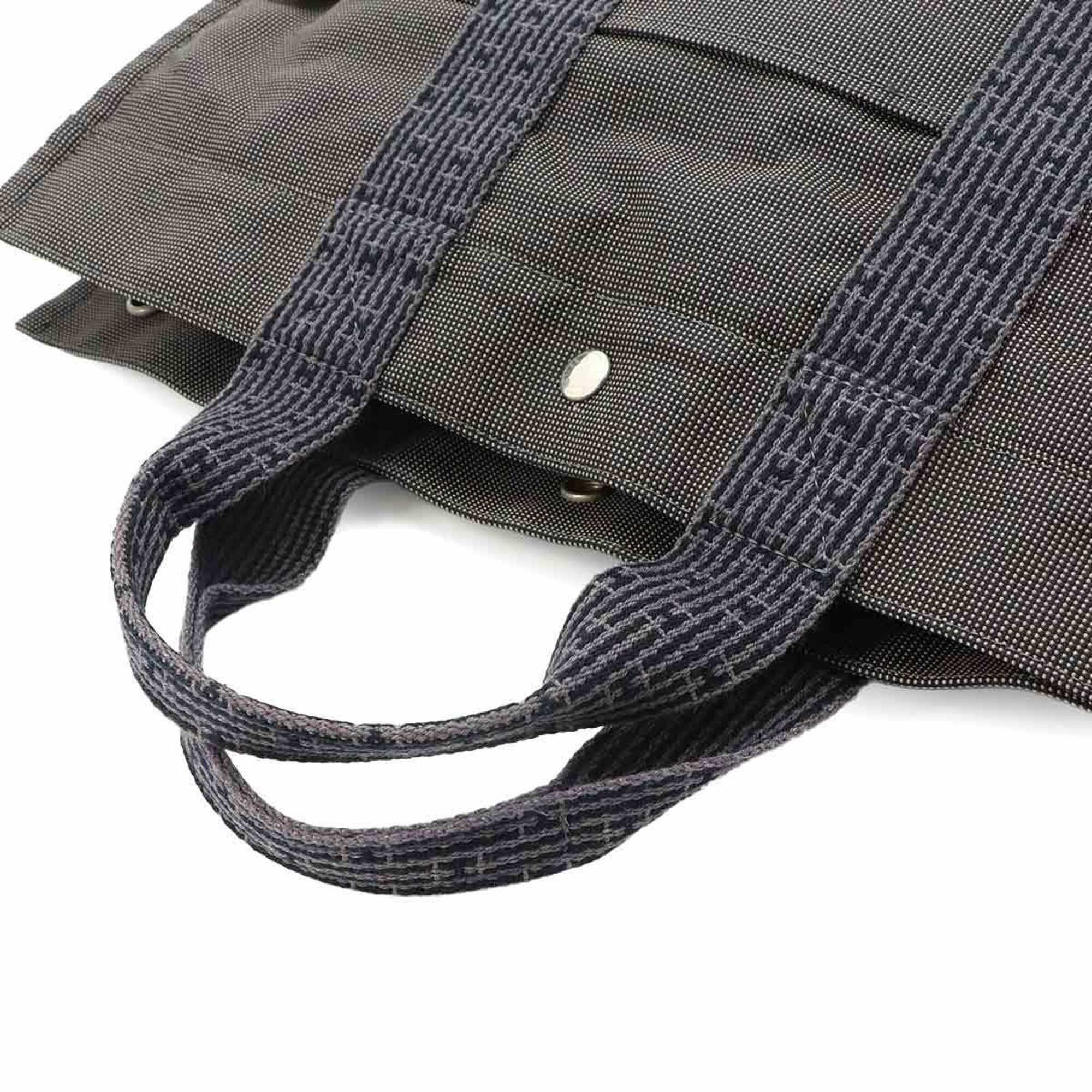Hermes Gray Canvas Handbag Tote Bag (Pre-Owned)