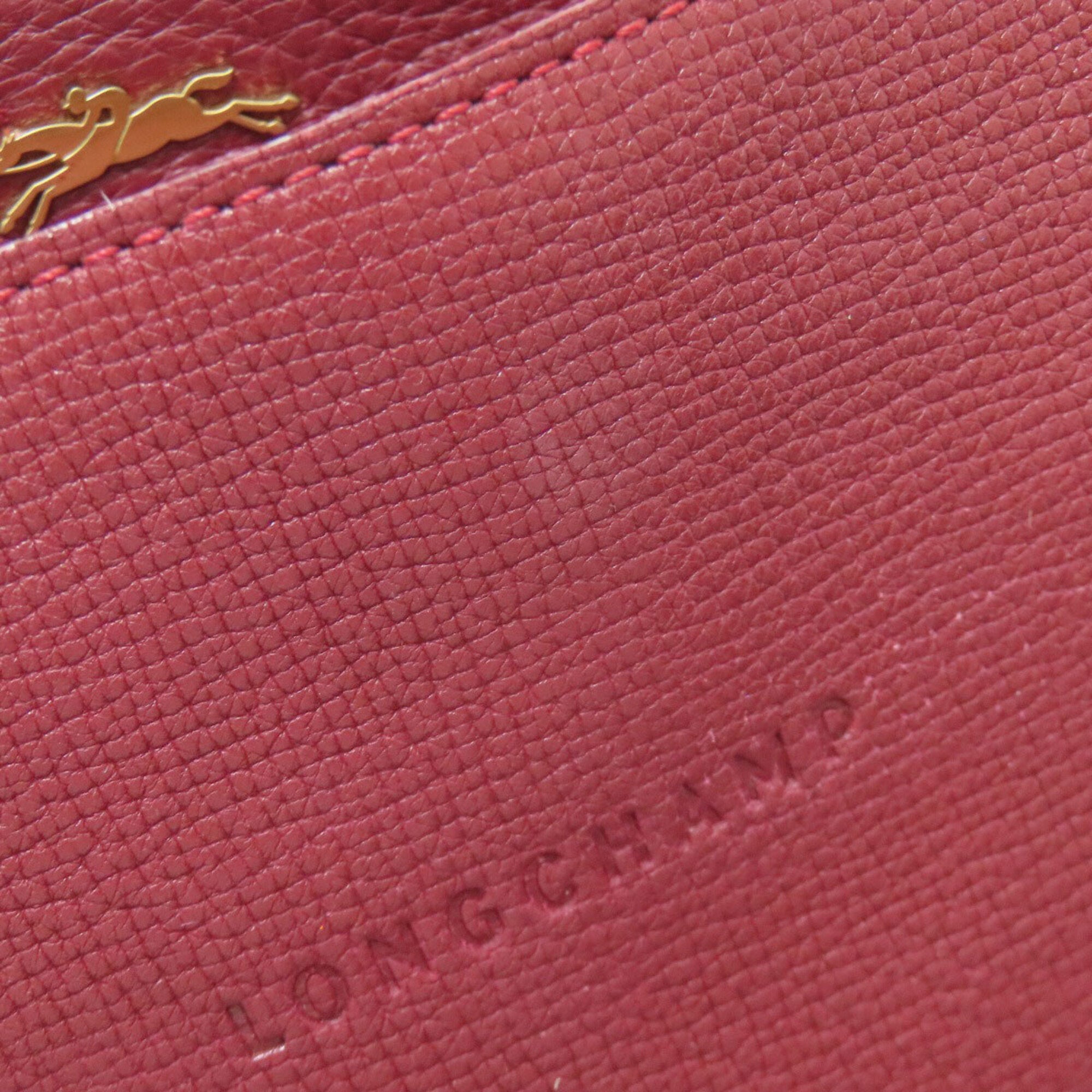 Longchamp Red Color Leather Shoulder Bag (Pre-Owned)