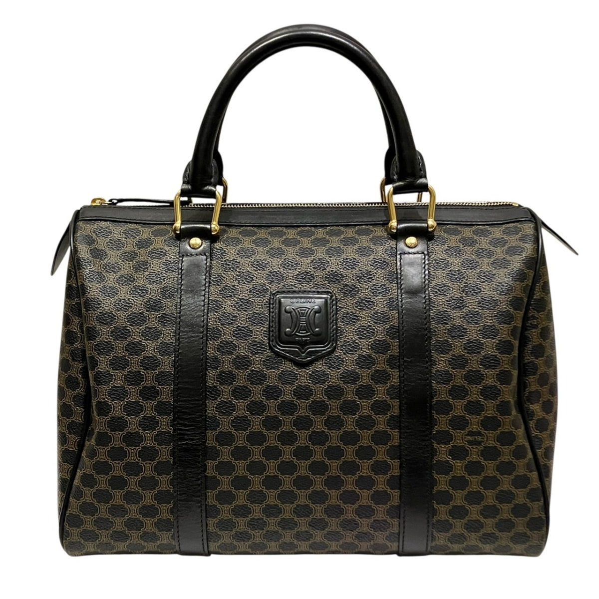 Celine Macadam Black Brown Pvc Leather Handbag (Pre-Owned)