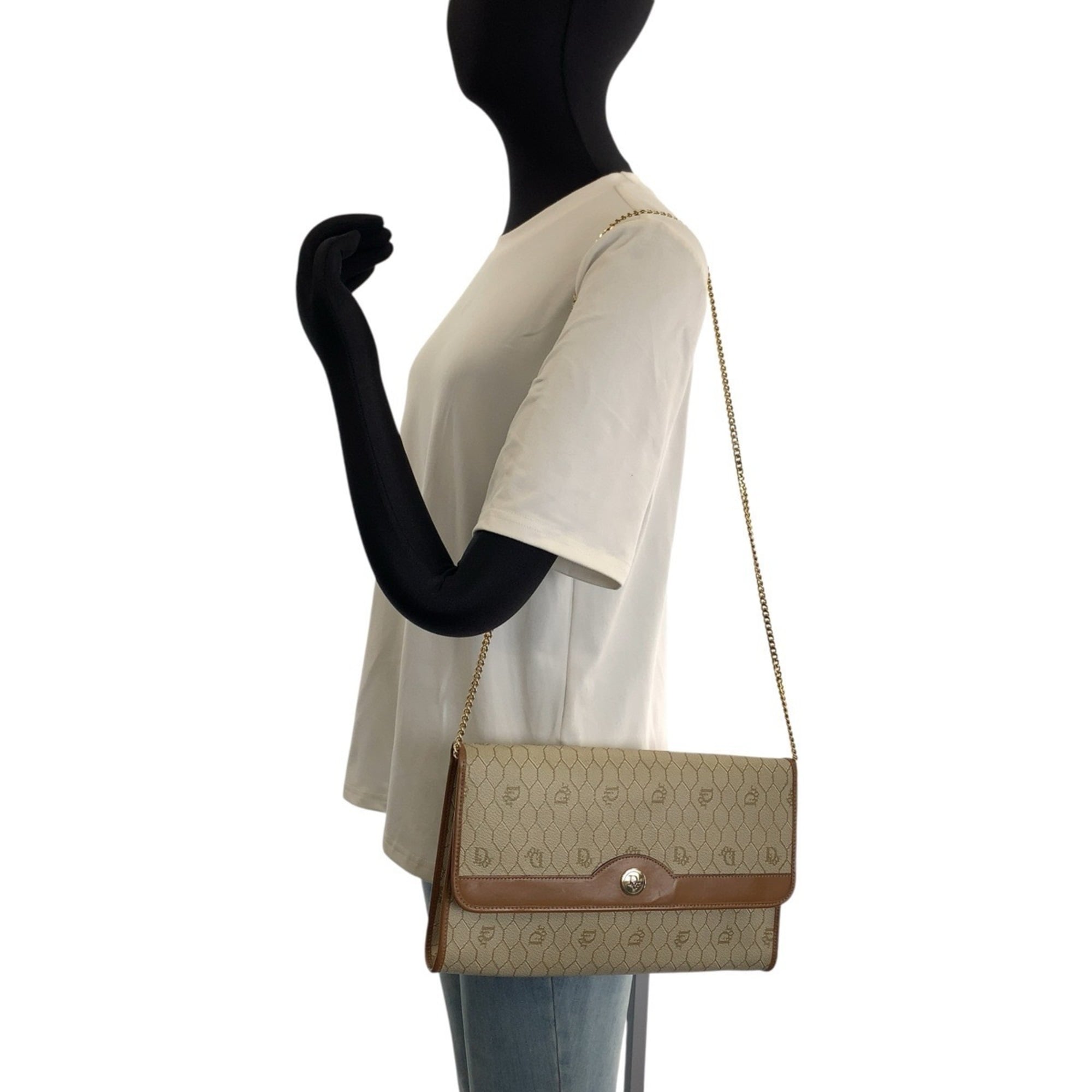 Christian Dior Beige Pvc Handbag Shoulder Bag (Pre-Owned)