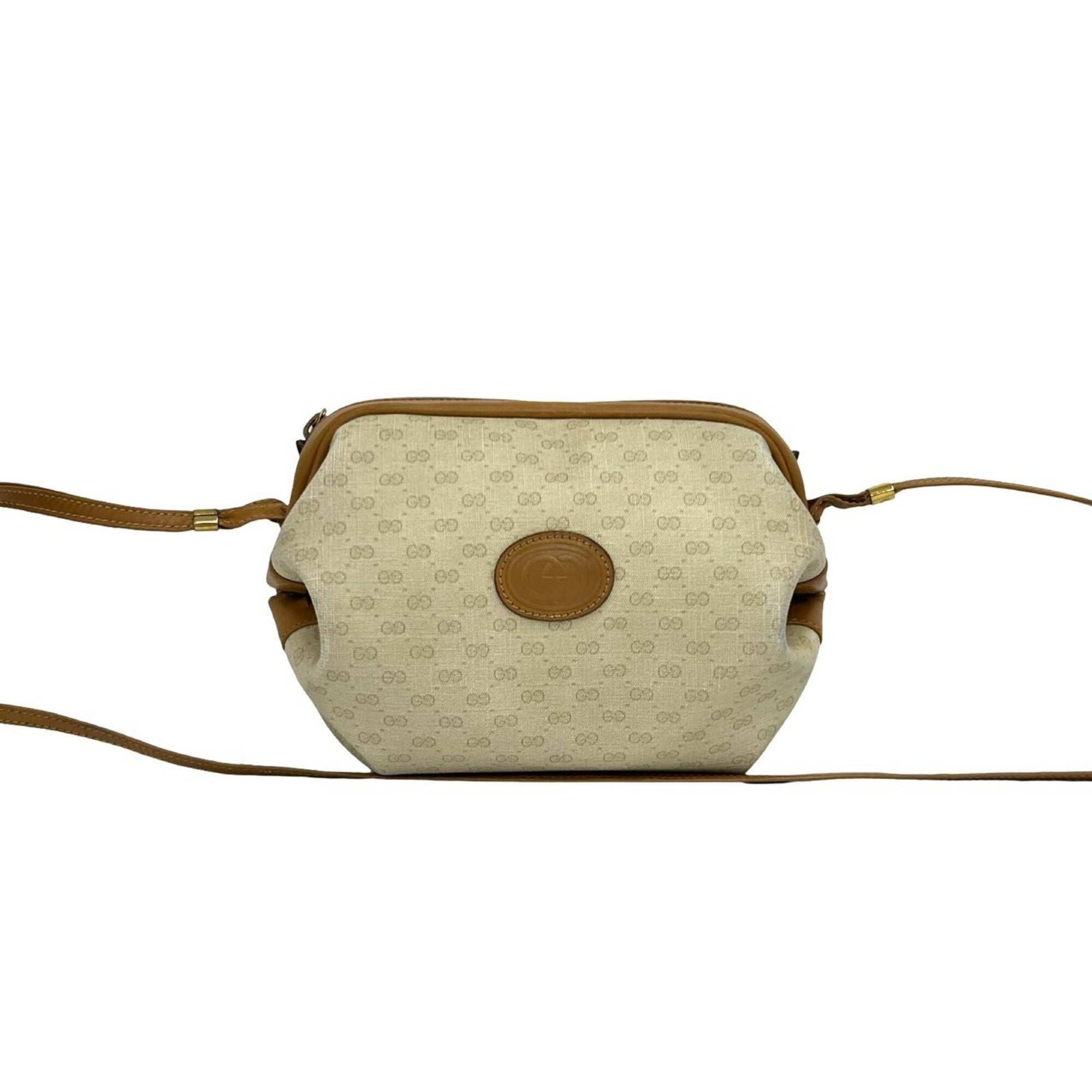 Gucci Beige Brown Leather Pvc Pochette Shoulder Bag (Pre-Owned)