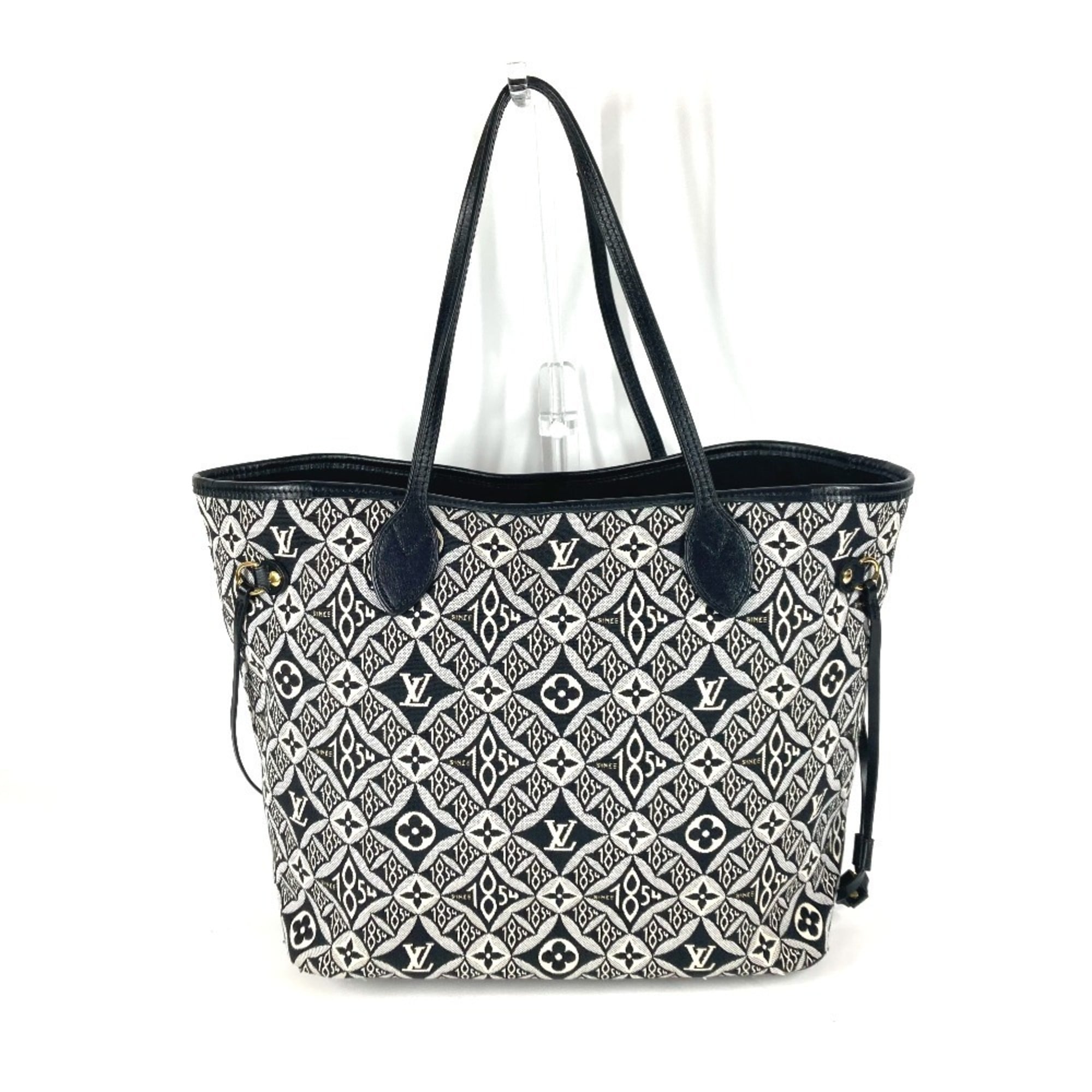 Louis Vuitton Black White Jacquard Leather Shoulder Bag Tote Bag (Pre-Owned)