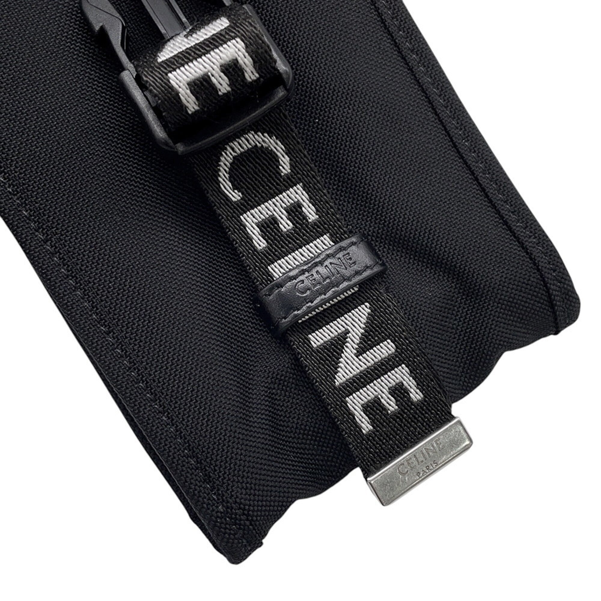 Celine Black White Canvas Leather Handbag Pochette (Pre-Owned)