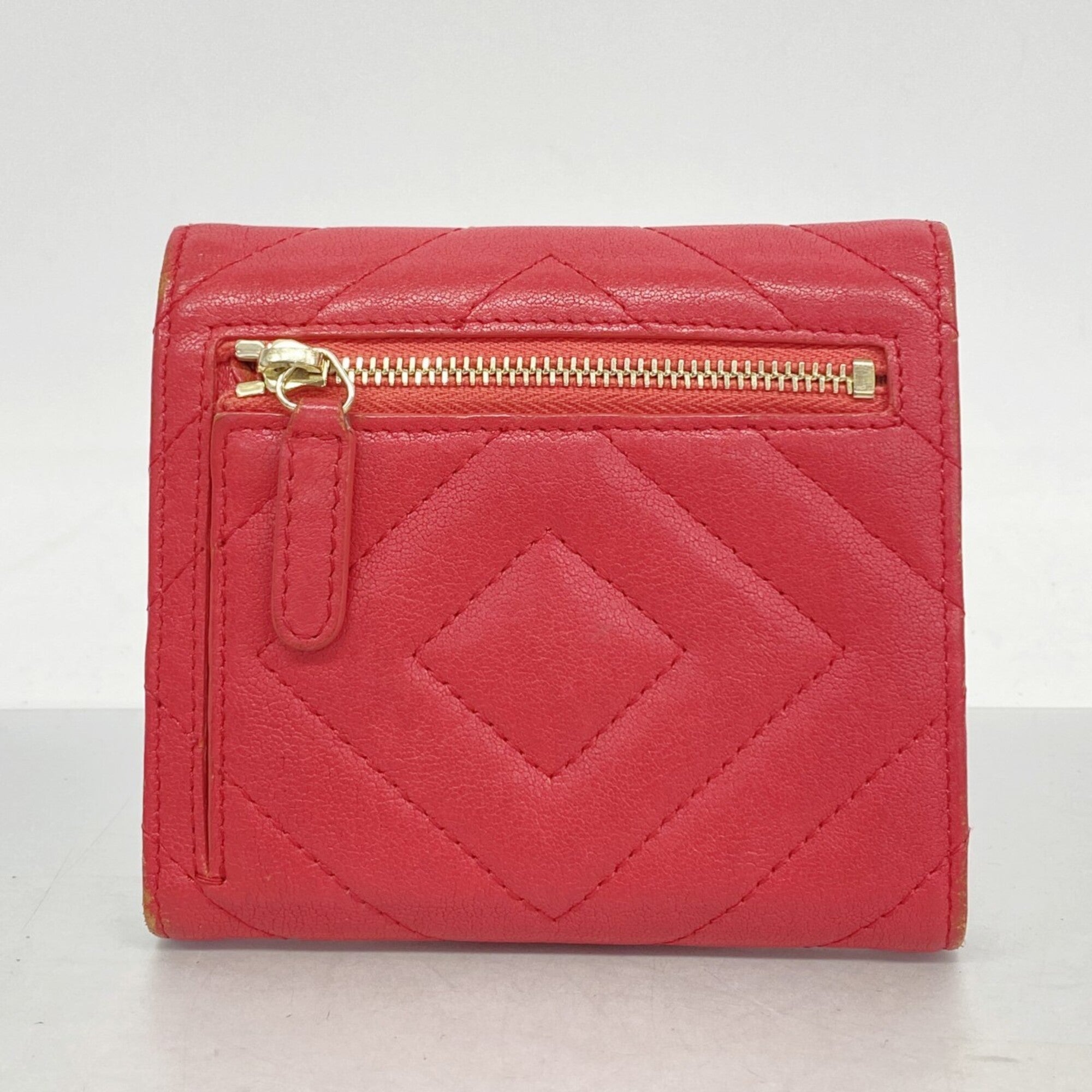 Chanel Pink Grained Calfskin Wallet (Tri-Fold) (Pre-Owned)