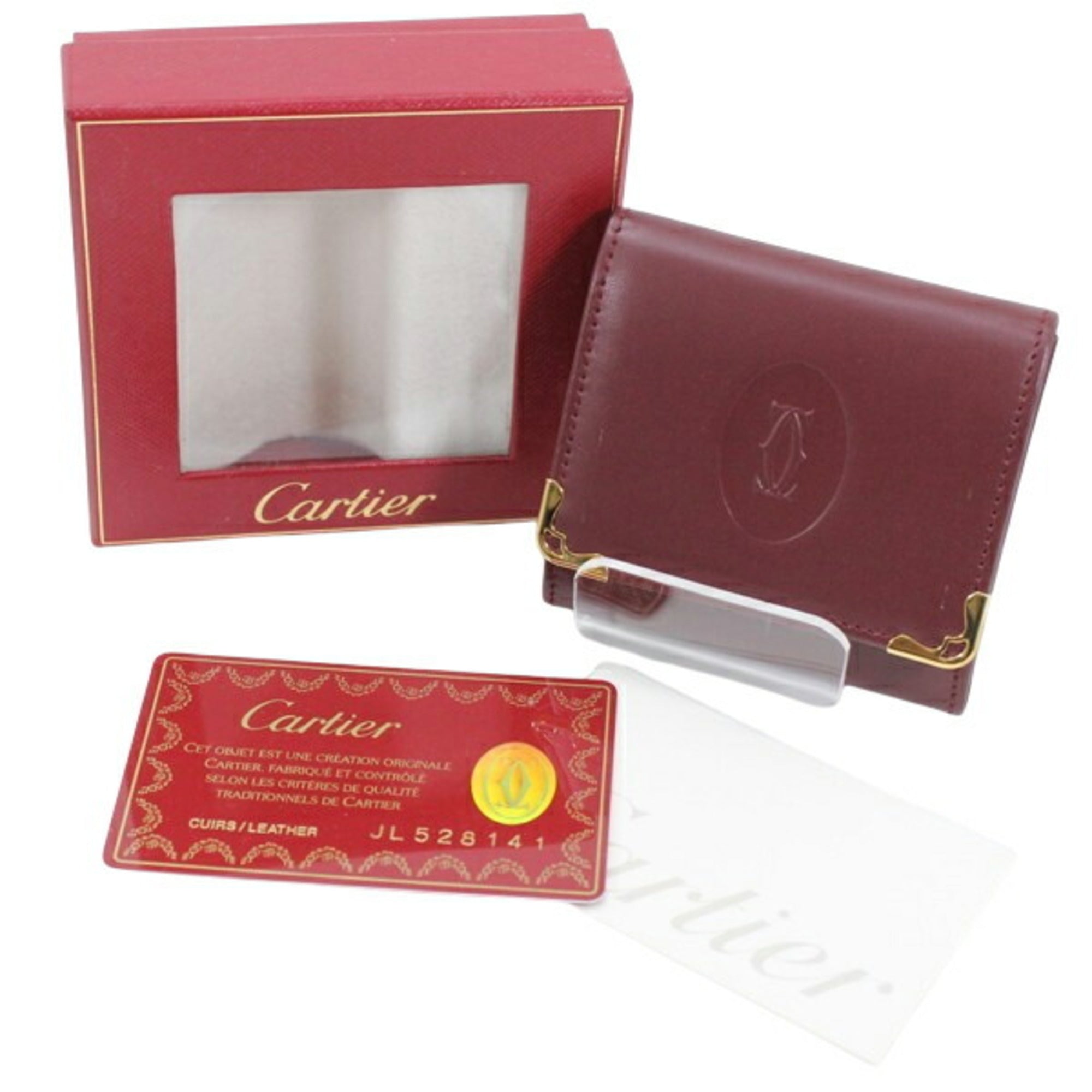 Cartier Must Bordeaux Leather Coin Purse/Coin Case (Pre-Owned)