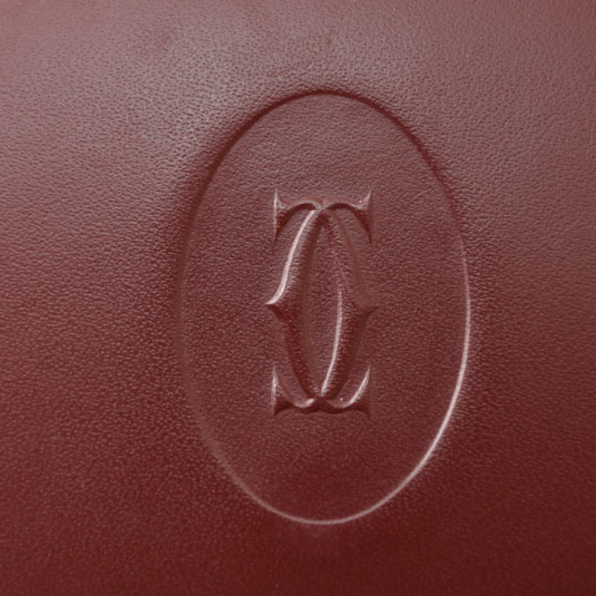 Cartier Bordeaux Leather Coin Purse/Coin Case (Pre-Owned)